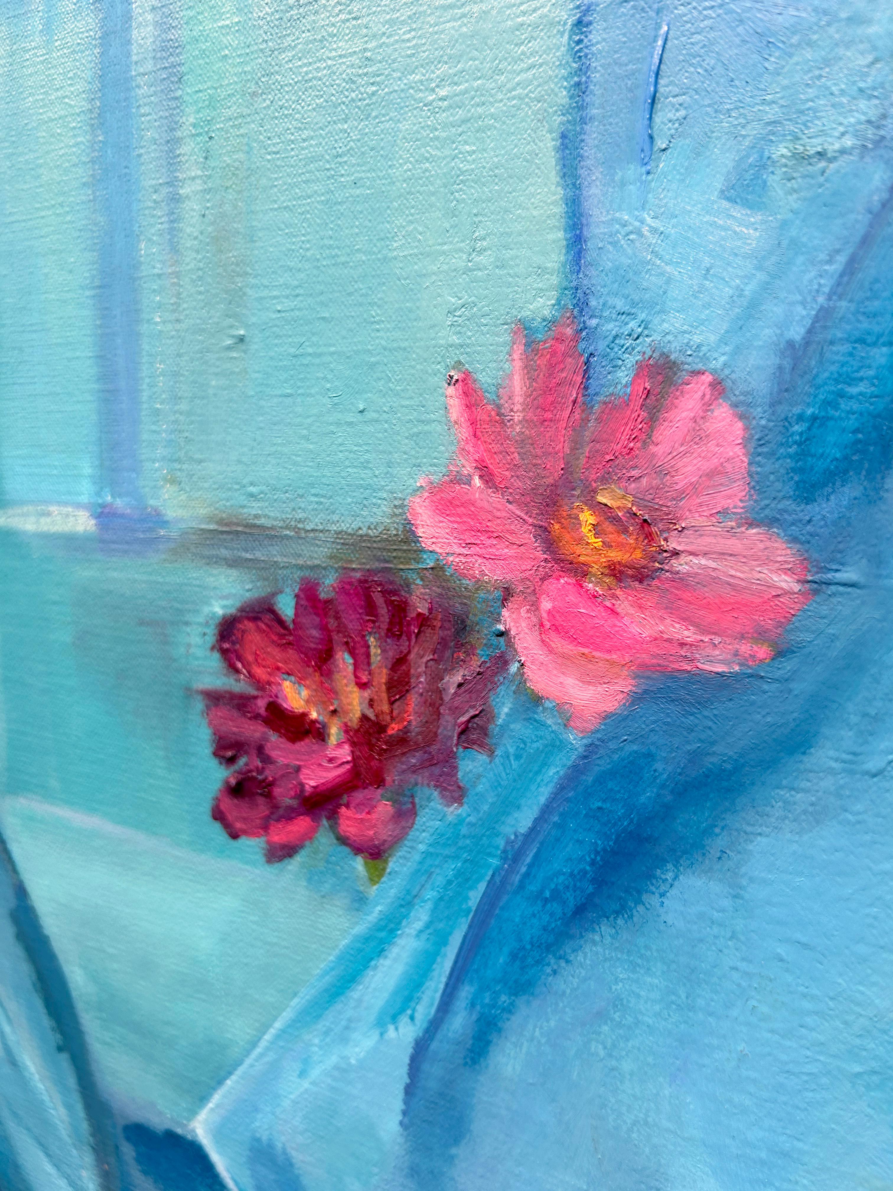 Peinture à l'huile florale « Out of the Blue » de Maryann Lucas, 30x48 en vente 7