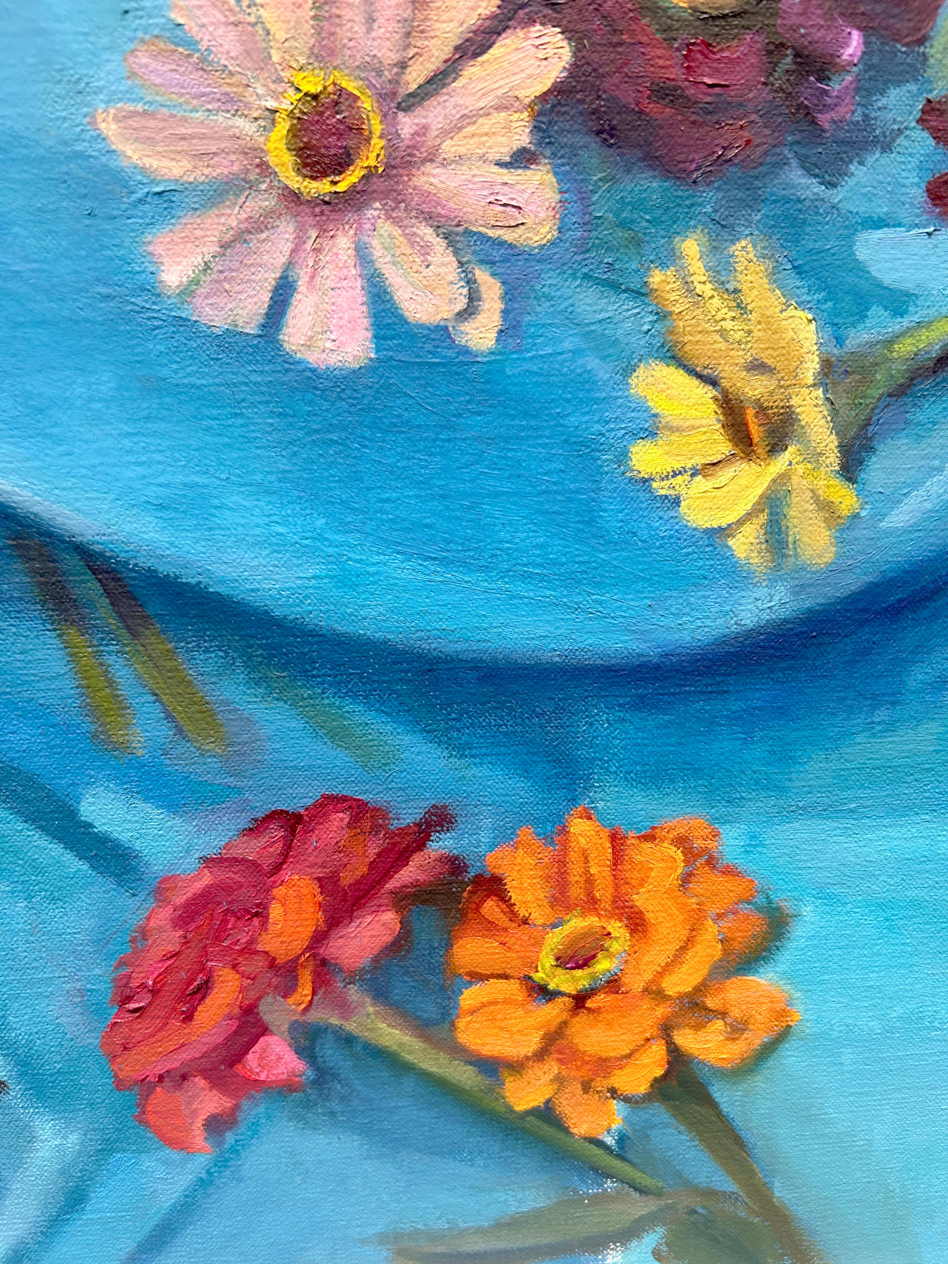 Peinture à l'huile florale « Out of the Blue » de Maryann Lucas, 30x48 en vente 8