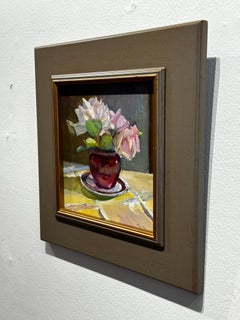 Maryann Lucas, „Pinch of Pink“, 8x8, Blumenvase, Stillleben, Ölgemälde