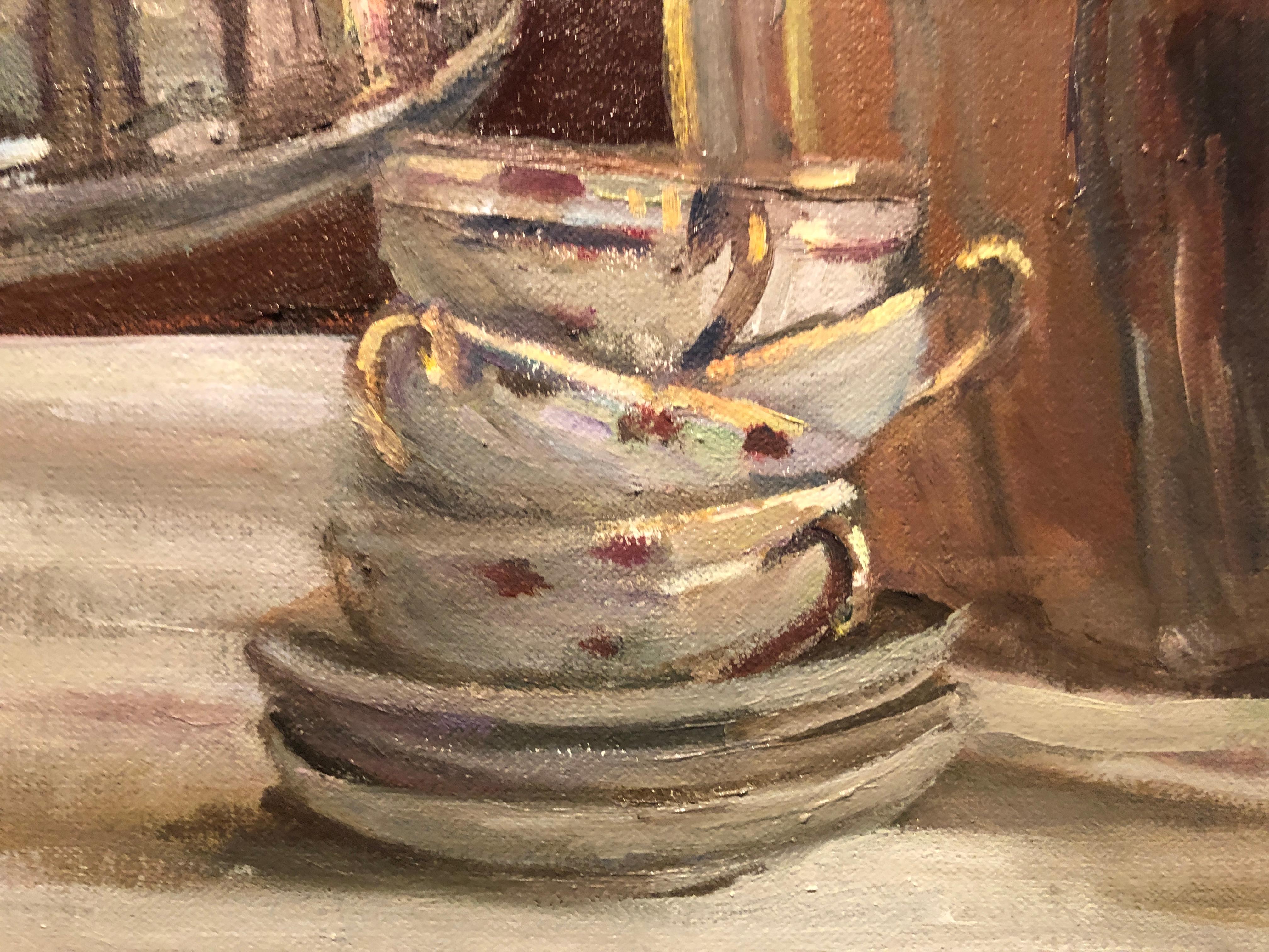 Set for Service - Brown Still-Life Painting by Maryann Lucas