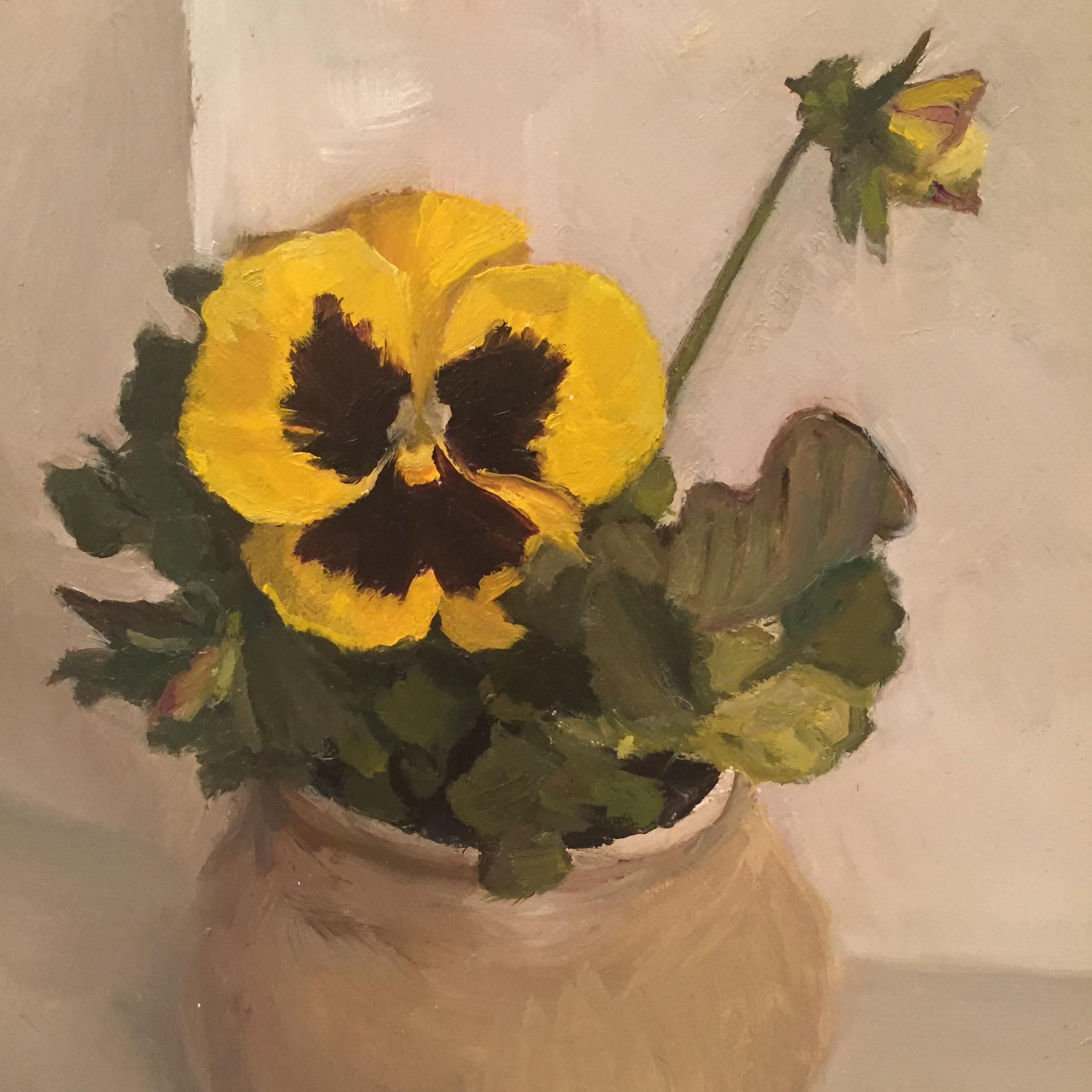 The Yellow Pansy - American Impressionist Painting by Maryann Lucas