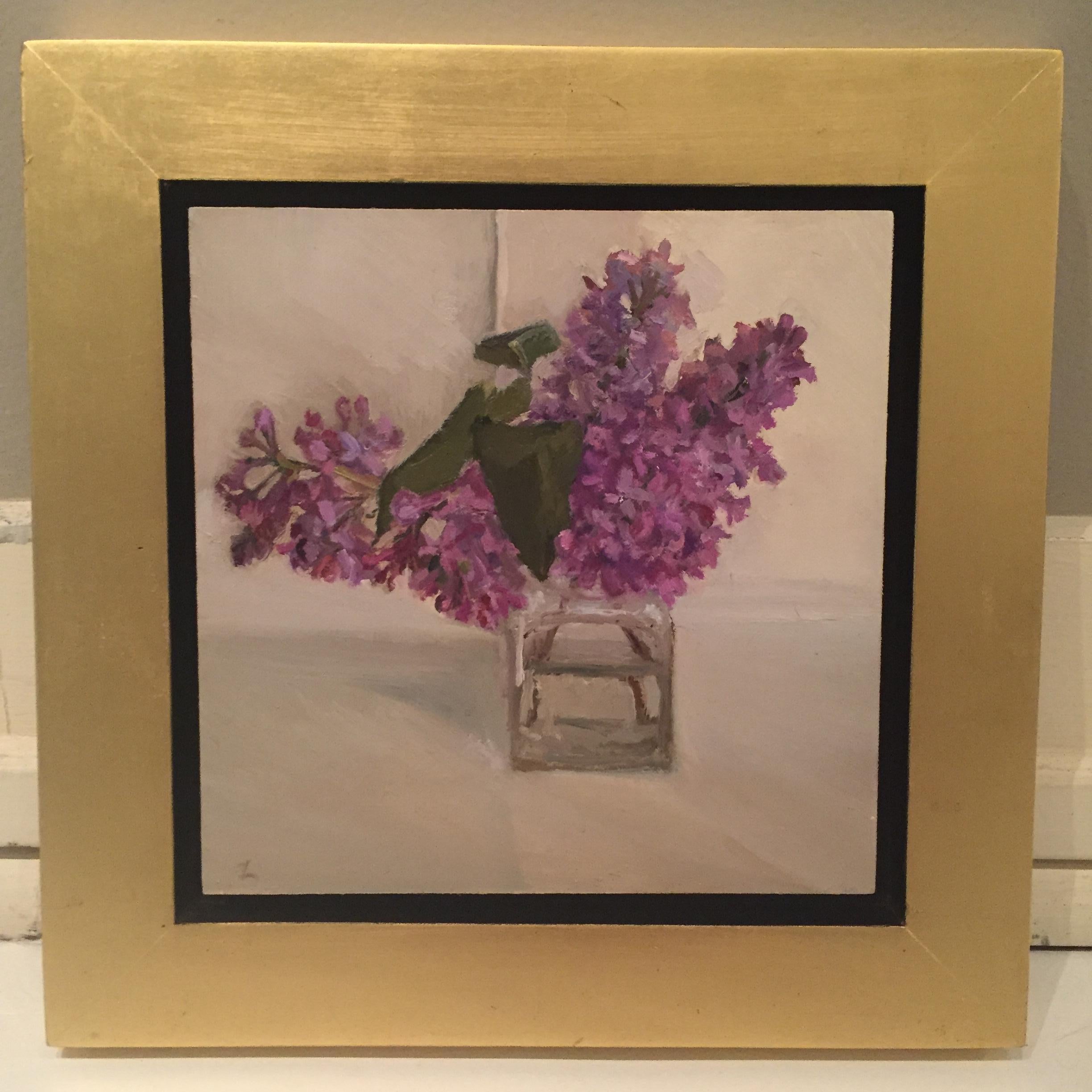 Three Little Lilacs - Painting by Maryann Lucas