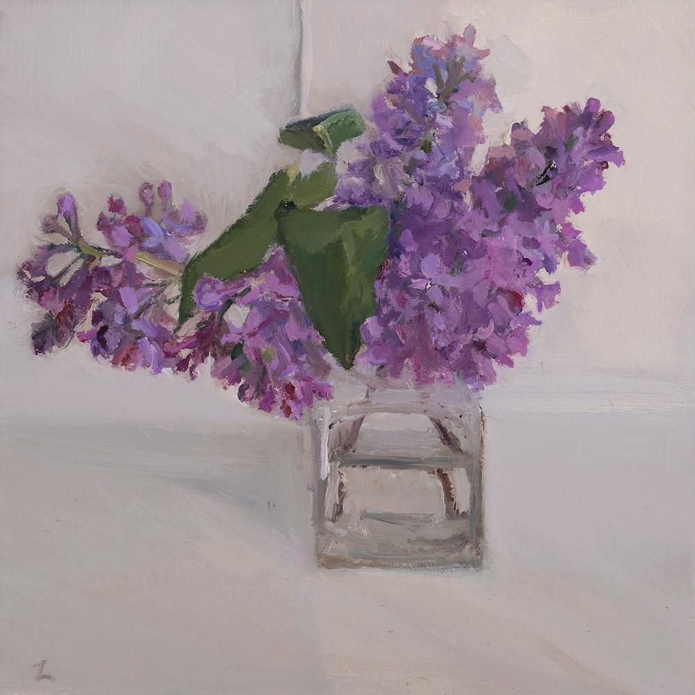 Maryann Lucas Still-Life Painting - Three Little Lilacs