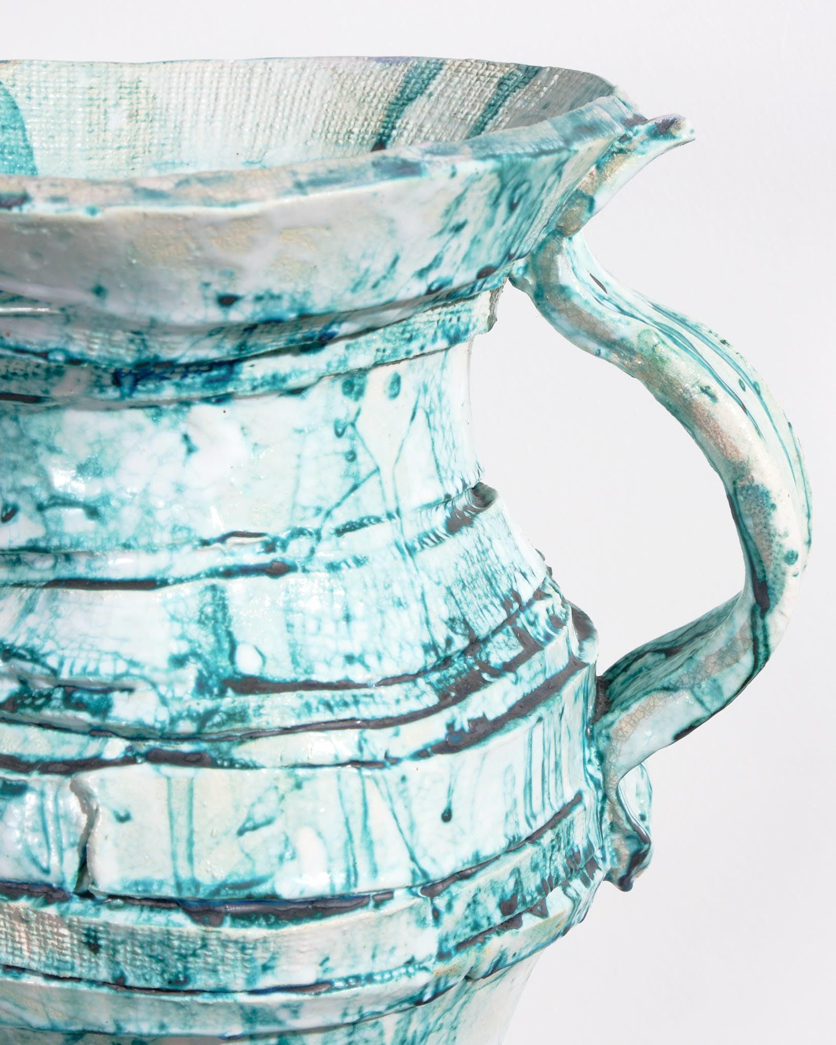 Contemporary Maryanne Nicholls, Green Handled Vessel For Sale