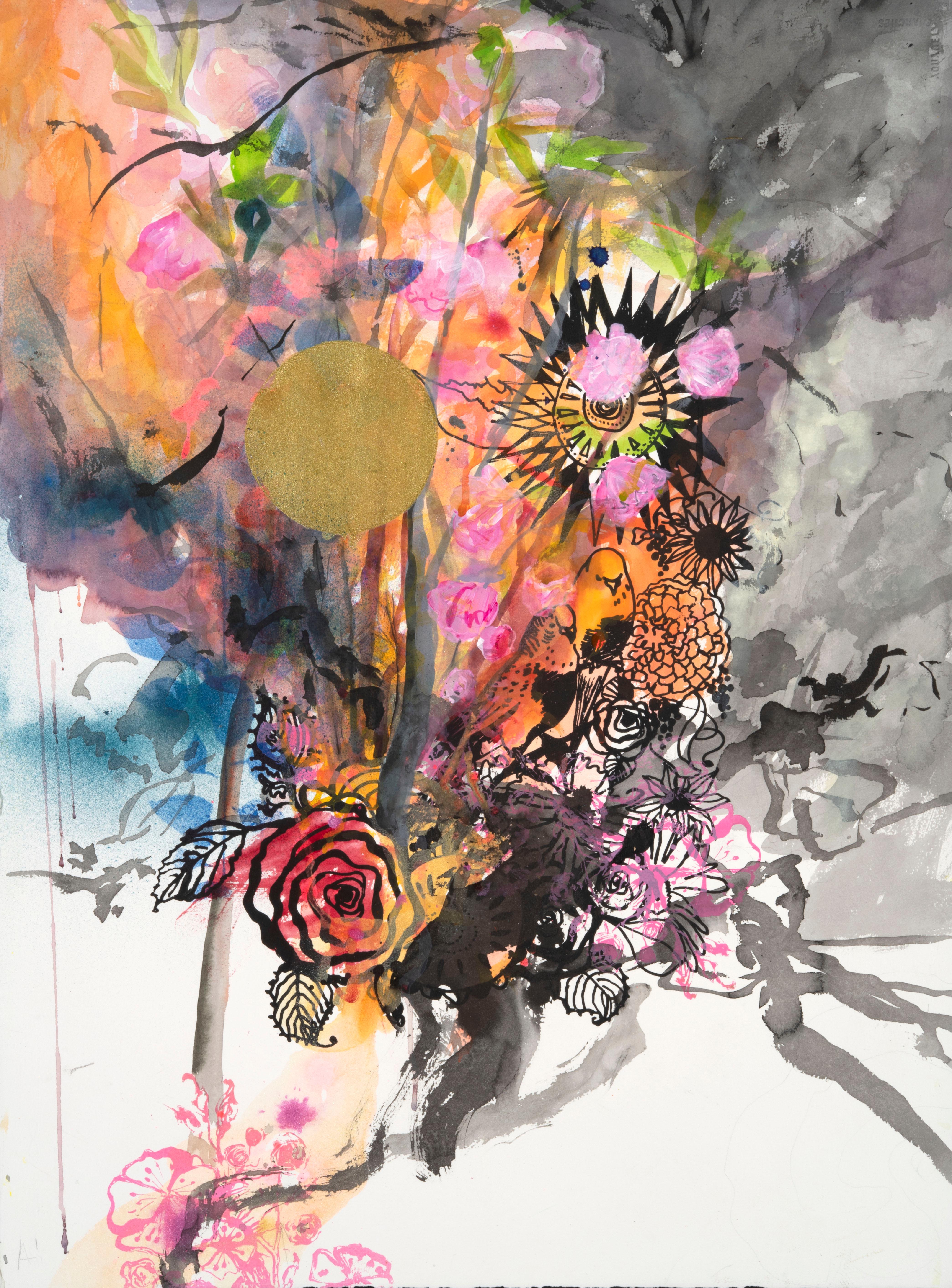 Peinture botanique d'un ode à Angelo - Malibu - Mixed Media Art de Maryanne Pollock