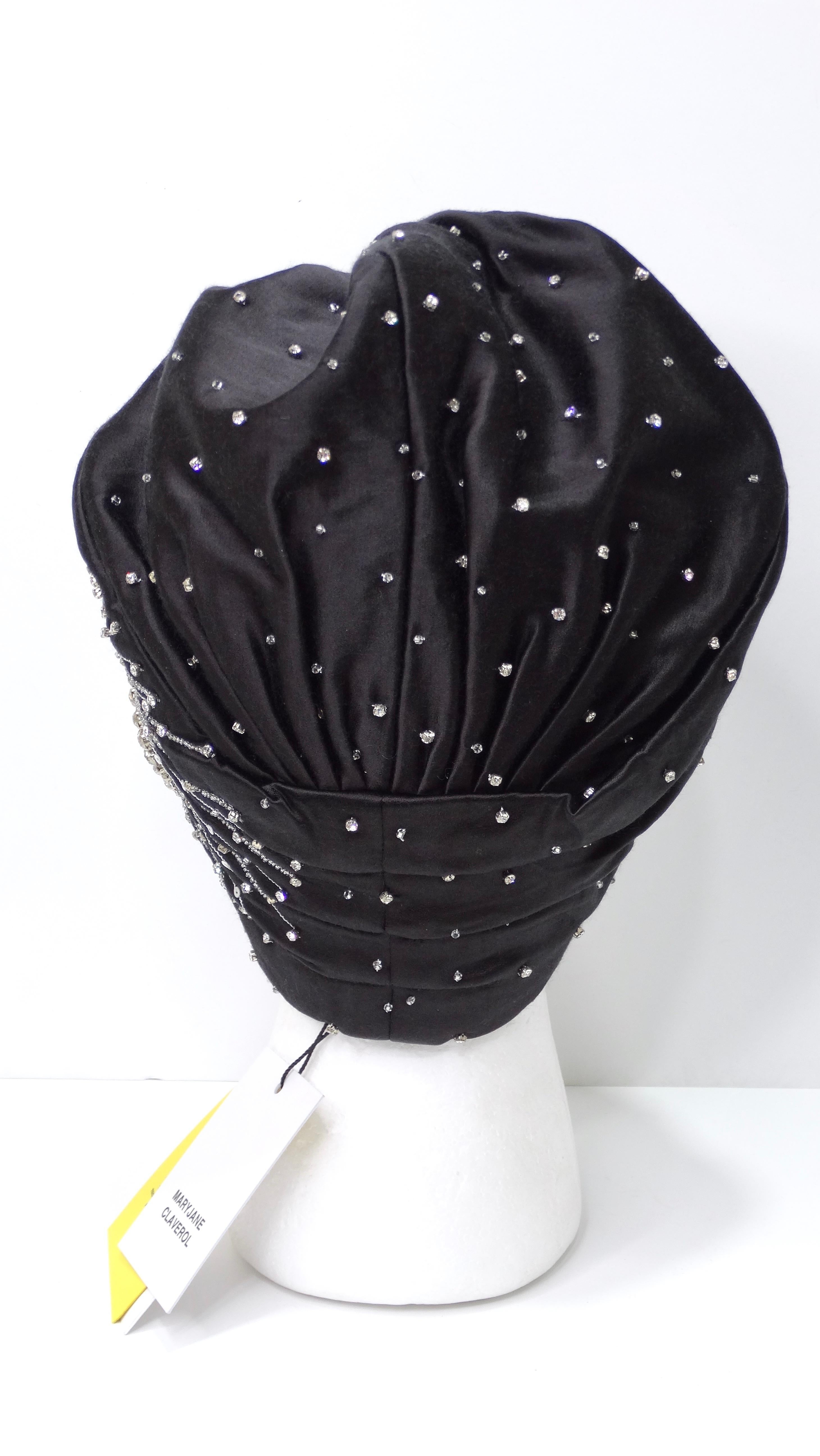 Maryjane Claverol Black Midnight Stars Turban with Crystals 5