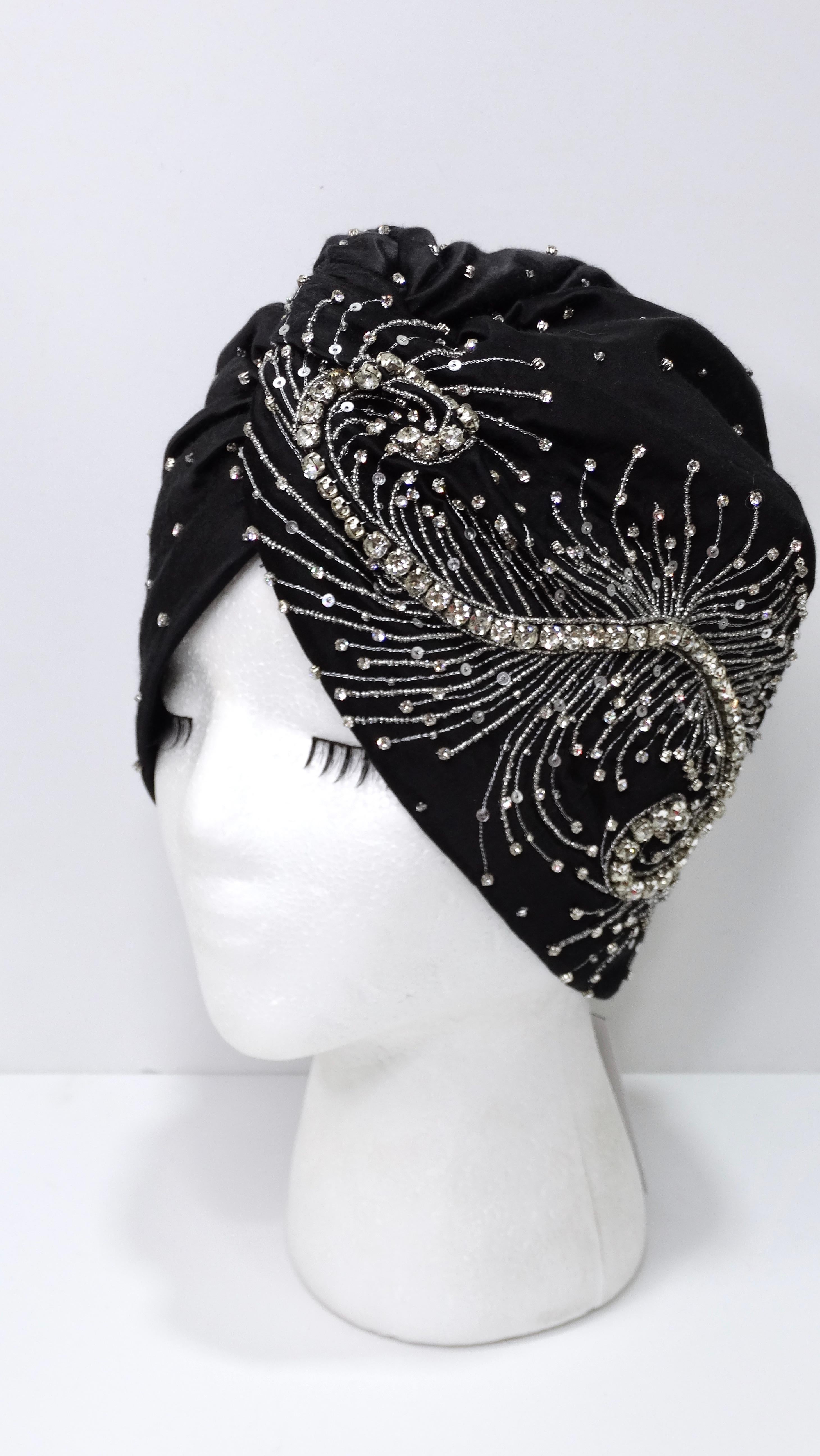 Maryjane Claverol Black Midnight Stars Turban with Crystals 3