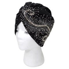 Maryjane Claverol Black Midnight Stars Turban with Crystals