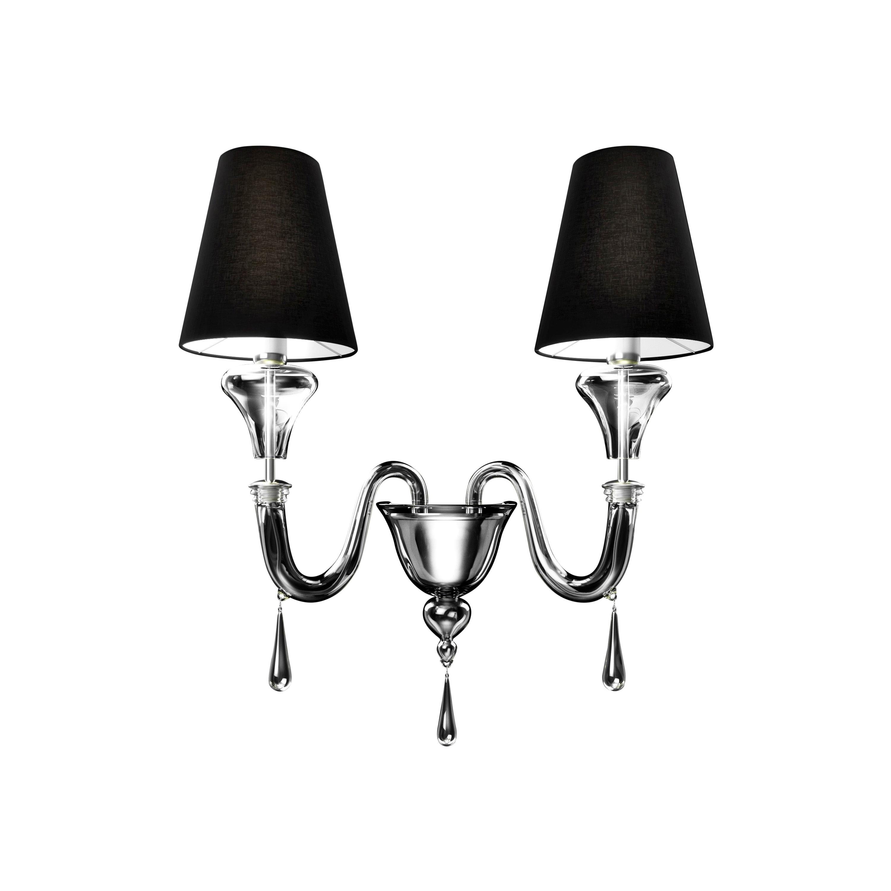 Clear (Crysral_CC) Maryland 5587 02 Chandelier in Glass with Black Shade, by Barovier&Toso