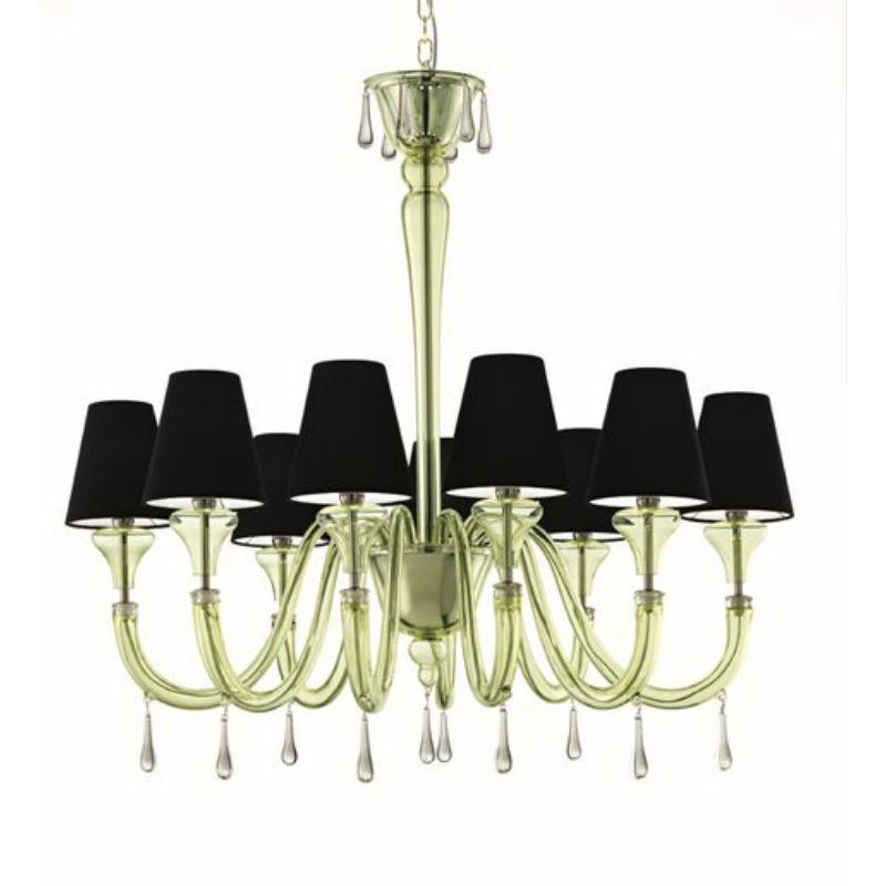 Maryland 5587 Chandelier - 9 Bulbs - Olive Green Venetian Crystal In New Condition For Sale In Venice, IT