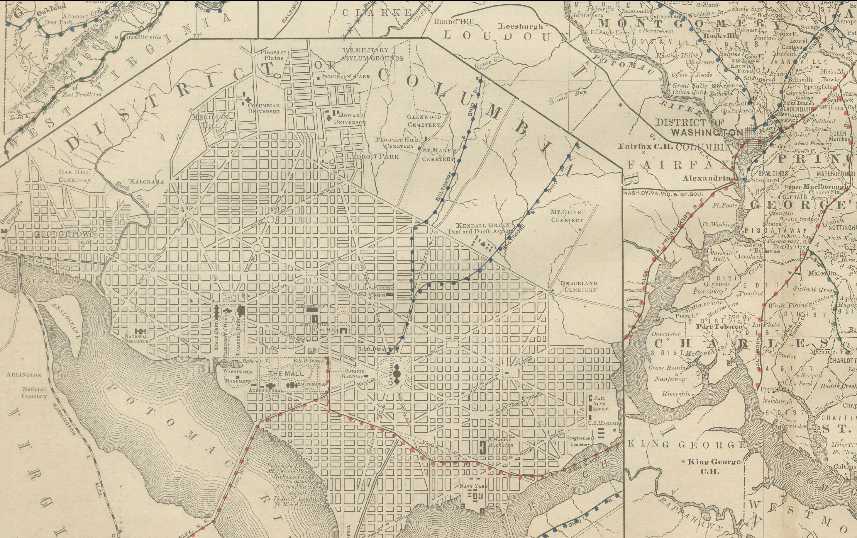 Mapa antiguo de Maryland, Delaware y Washington D.C. - Rand McNally, circa 1888

Este mapa antiguo de Maryland, Delaware y Washington, D.C., fue publicado por Rand, McNally & Co. hacia 1888. Tomado de uno de sus autorizados atlas de finales del
