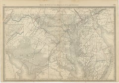 Carte ancienne du Maryland, C.I.C. & Delaware  - Chemins de fer d'État de l'ancienne ligne, c.1888