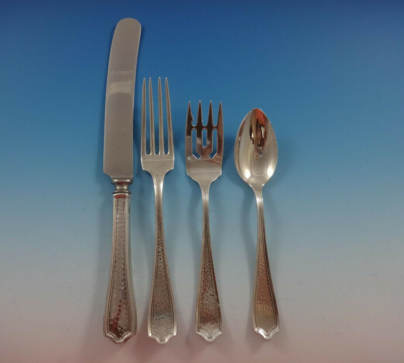 Fabulous MARYLAND HAND HAMMERED BY ALVIN sterling silver Flatware set - 46 Pieces. This rare set has a beautiful, subtle hand hammered finish and includes:

8 KNIVES, 9