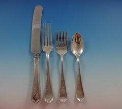 Maryland Hand-Hammered by Alvin Sterling Silver Flatware Set Service 46 Pieces