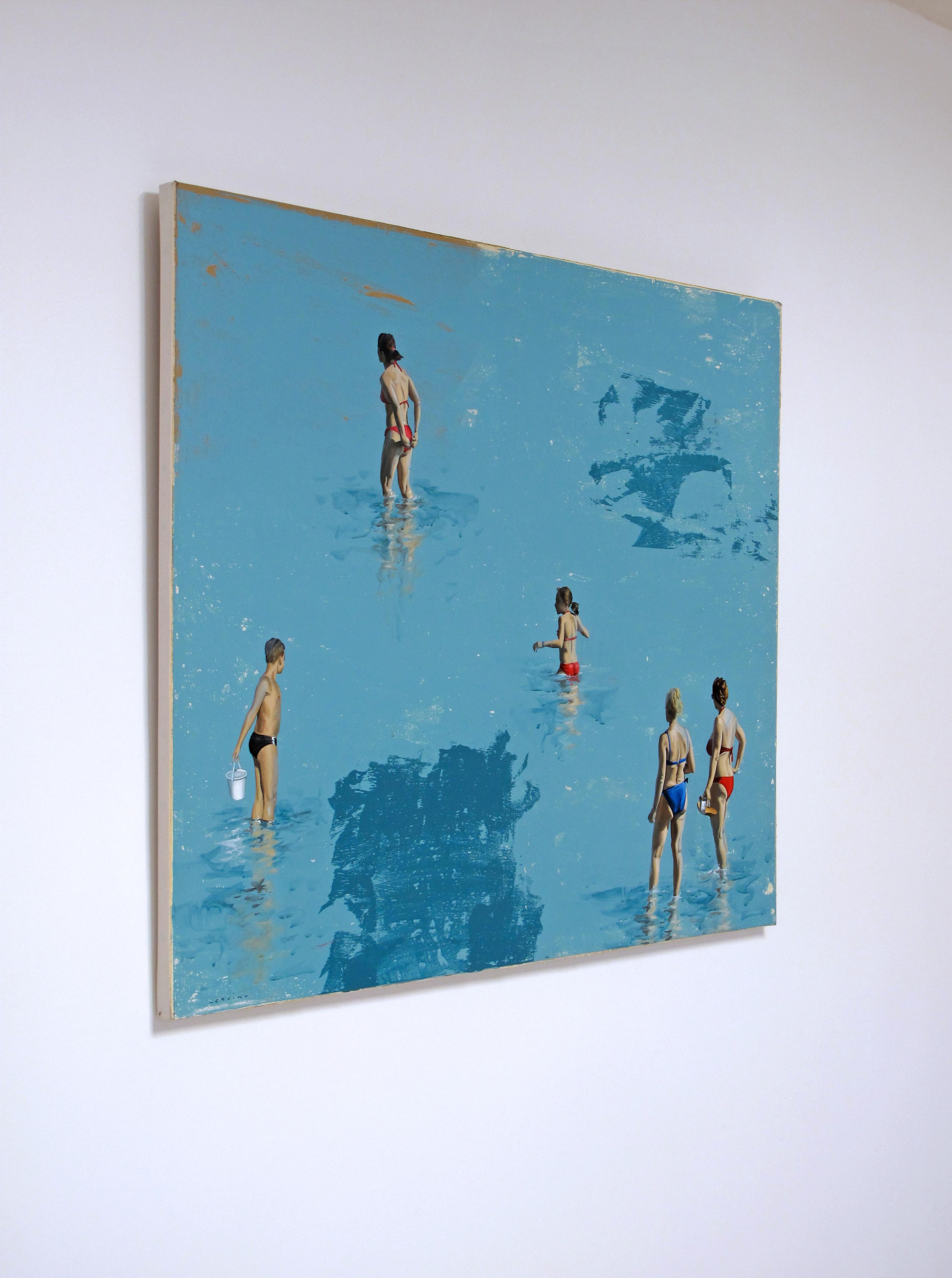 Azurblaues Meer von Marylin Cavin - zeitgenössische Acrylmalerei von Menschen im Angebot 9