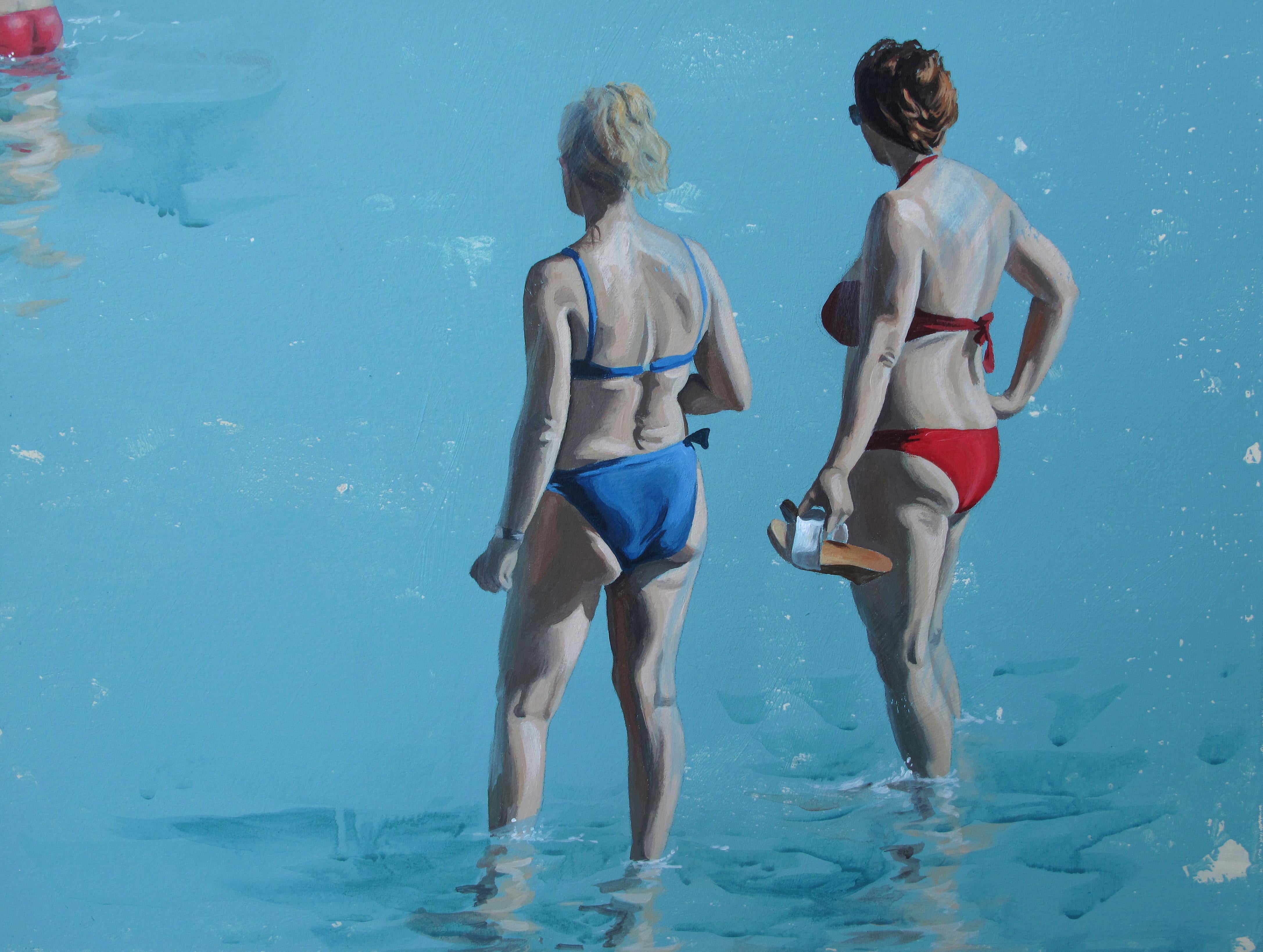Azurblaues Meer von Marylin Cavin - zeitgenössische Acrylmalerei von Menschen im Angebot 10