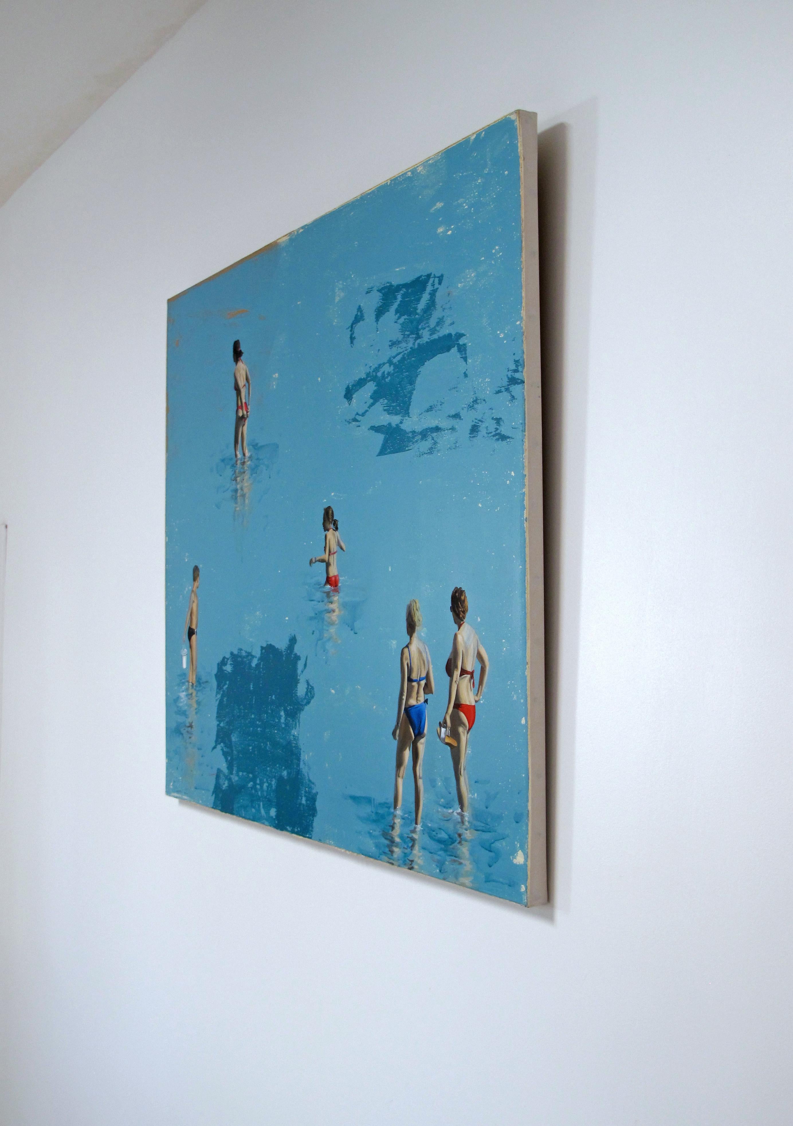 Azurblaues Meer von Marylin Cavin - zeitgenössische Acrylmalerei von Menschen im Angebot 3