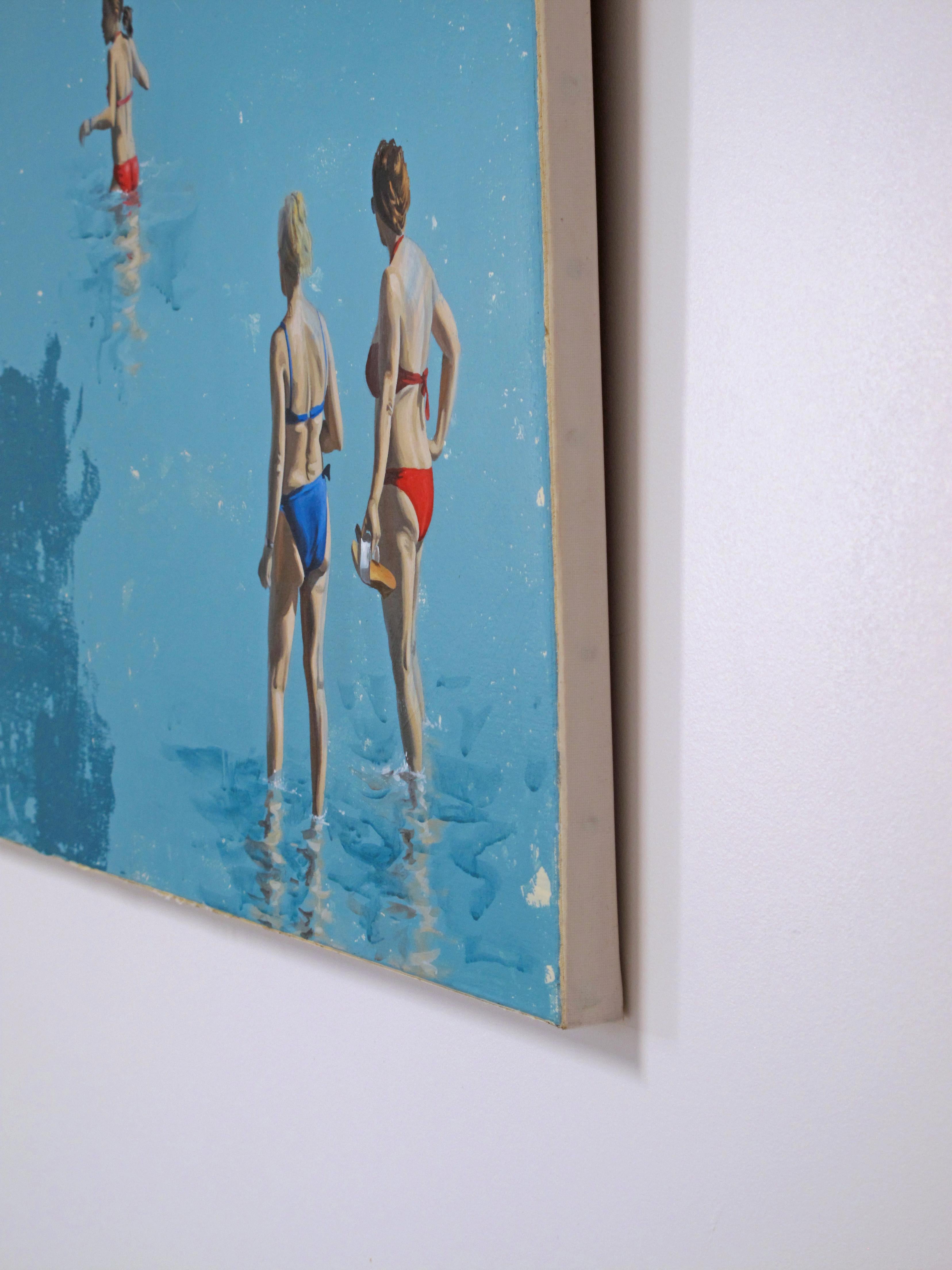Azurblaues Meer von Marylin Cavin - zeitgenössische Acrylmalerei von Menschen im Angebot 6