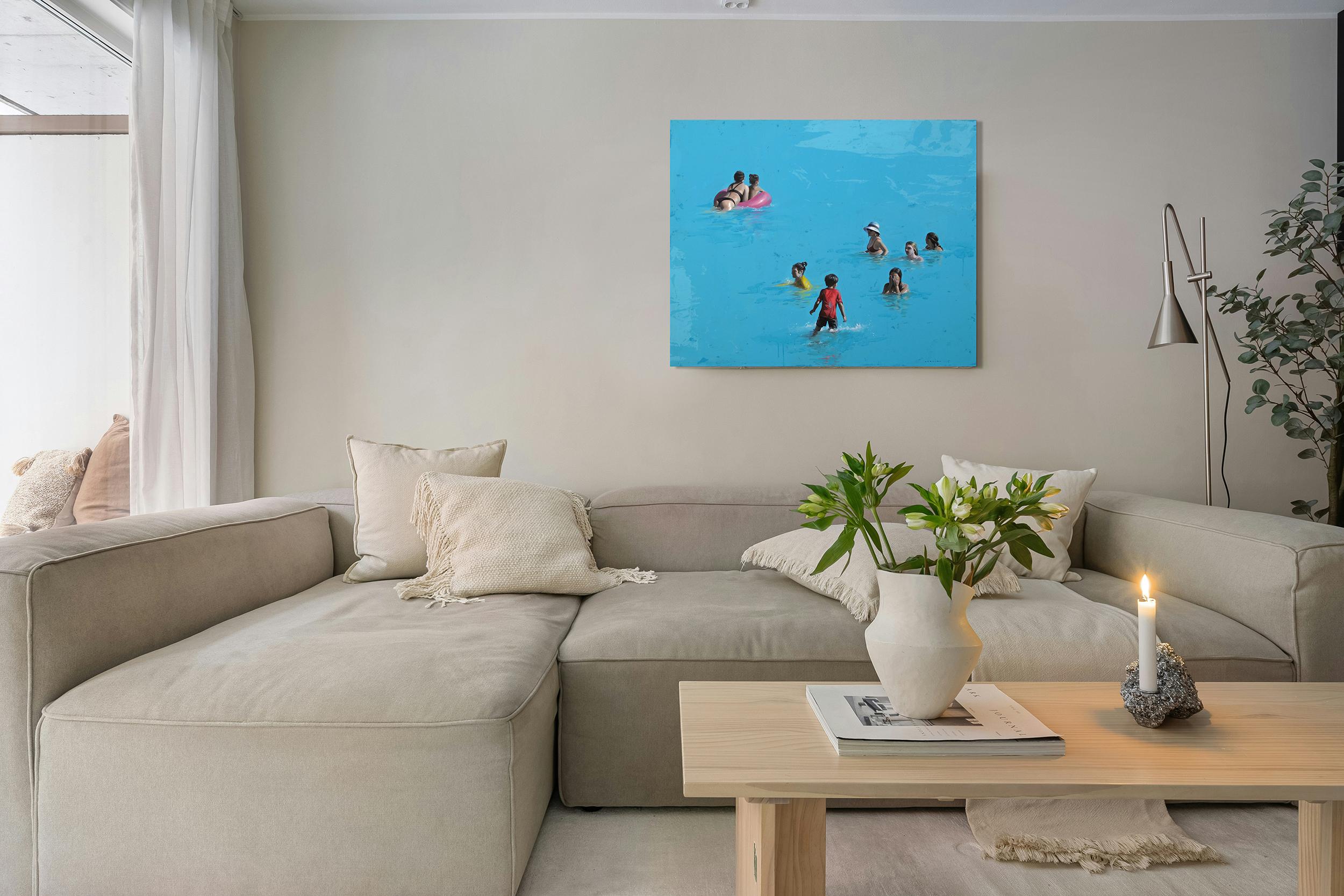 Delight of Waves von Marylin Cavin - Acryl zeitgenössische Menschen Malerei im Angebot 12