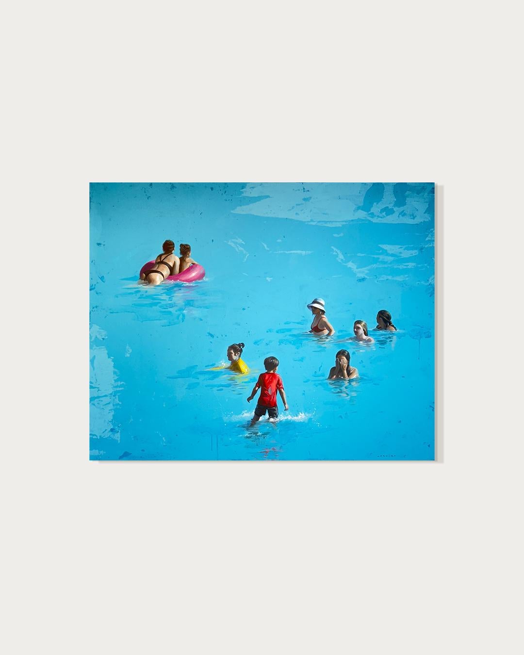 Delight of Waves von Marylin Cavin - Acryl zeitgenössische Menschen Malerei im Angebot 1