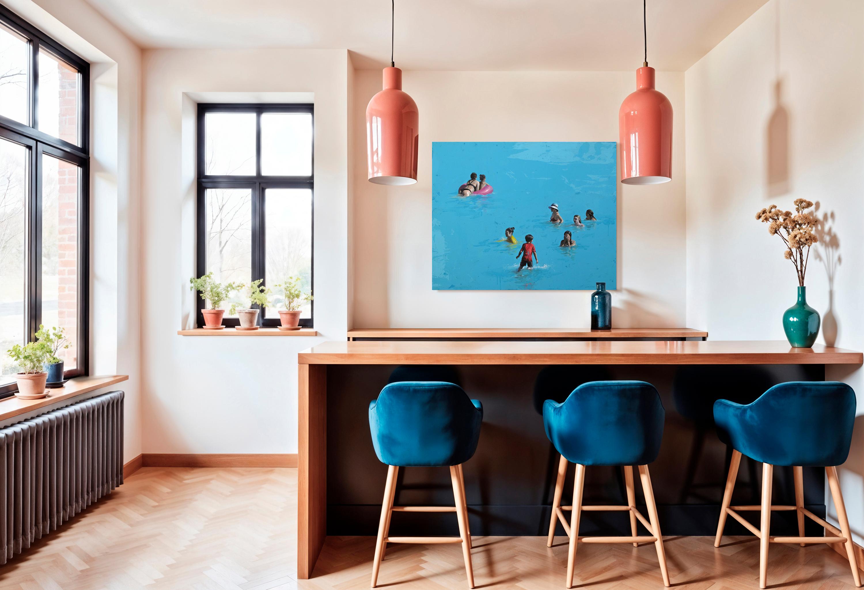 Delight of Waves von Marylin Cavin - Acryl zeitgenössische Menschen Malerei im Angebot 2
