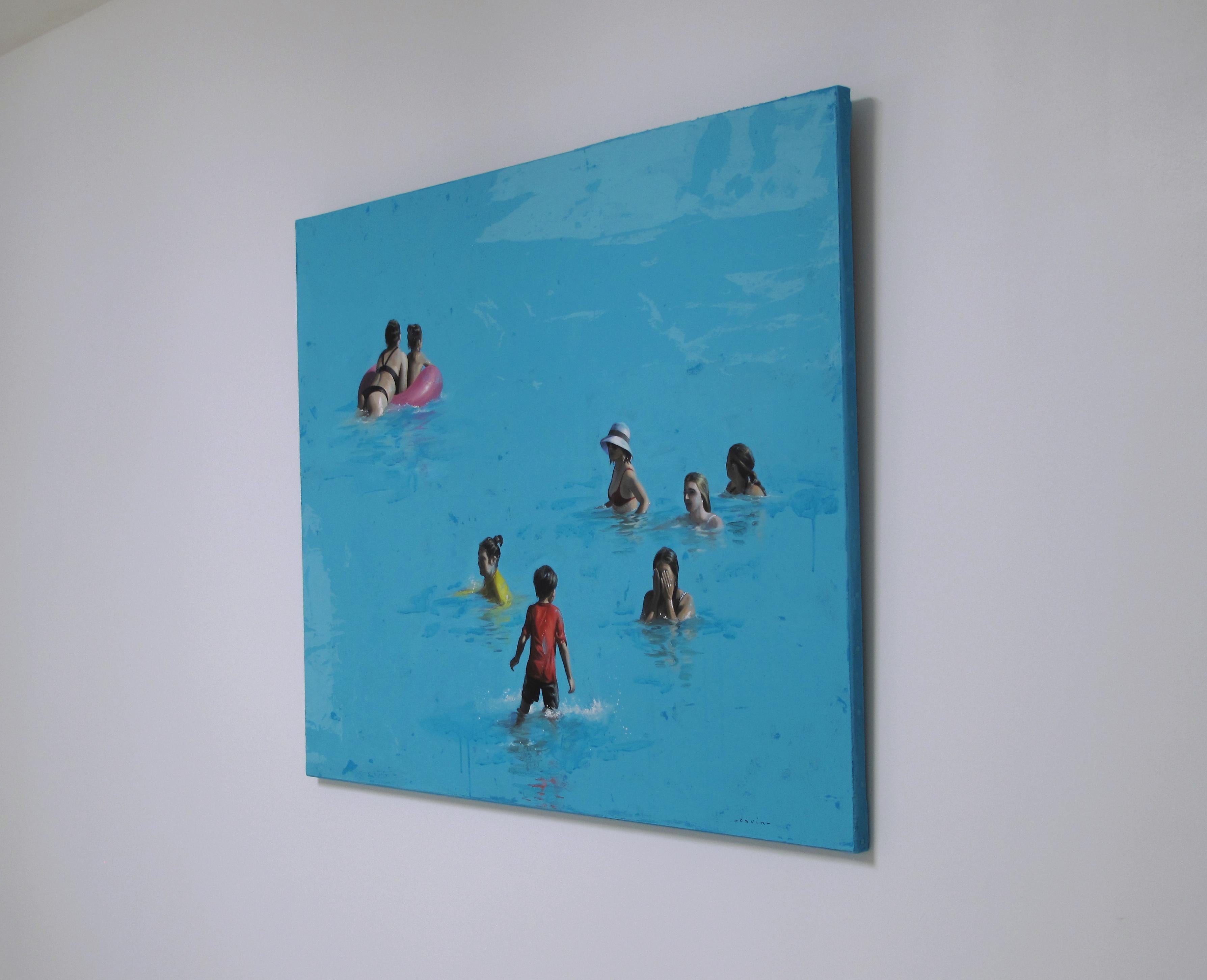 Delight of Waves von Marylin Cavin - Acryl zeitgenössische Menschen Malerei im Angebot 5