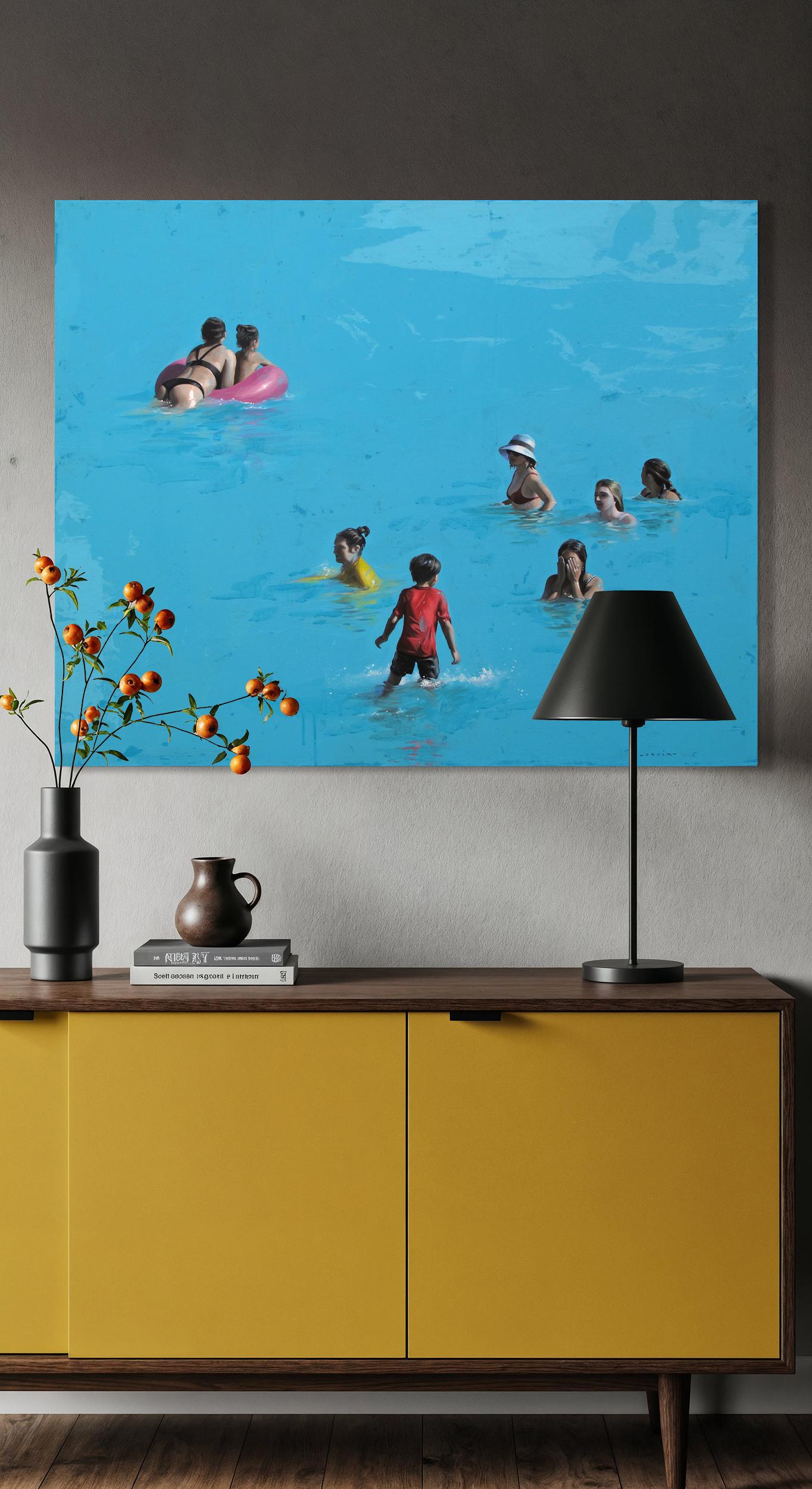 Delight of Waves von Marylin Cavin - Acryl zeitgenössische Menschen Malerei im Angebot 8