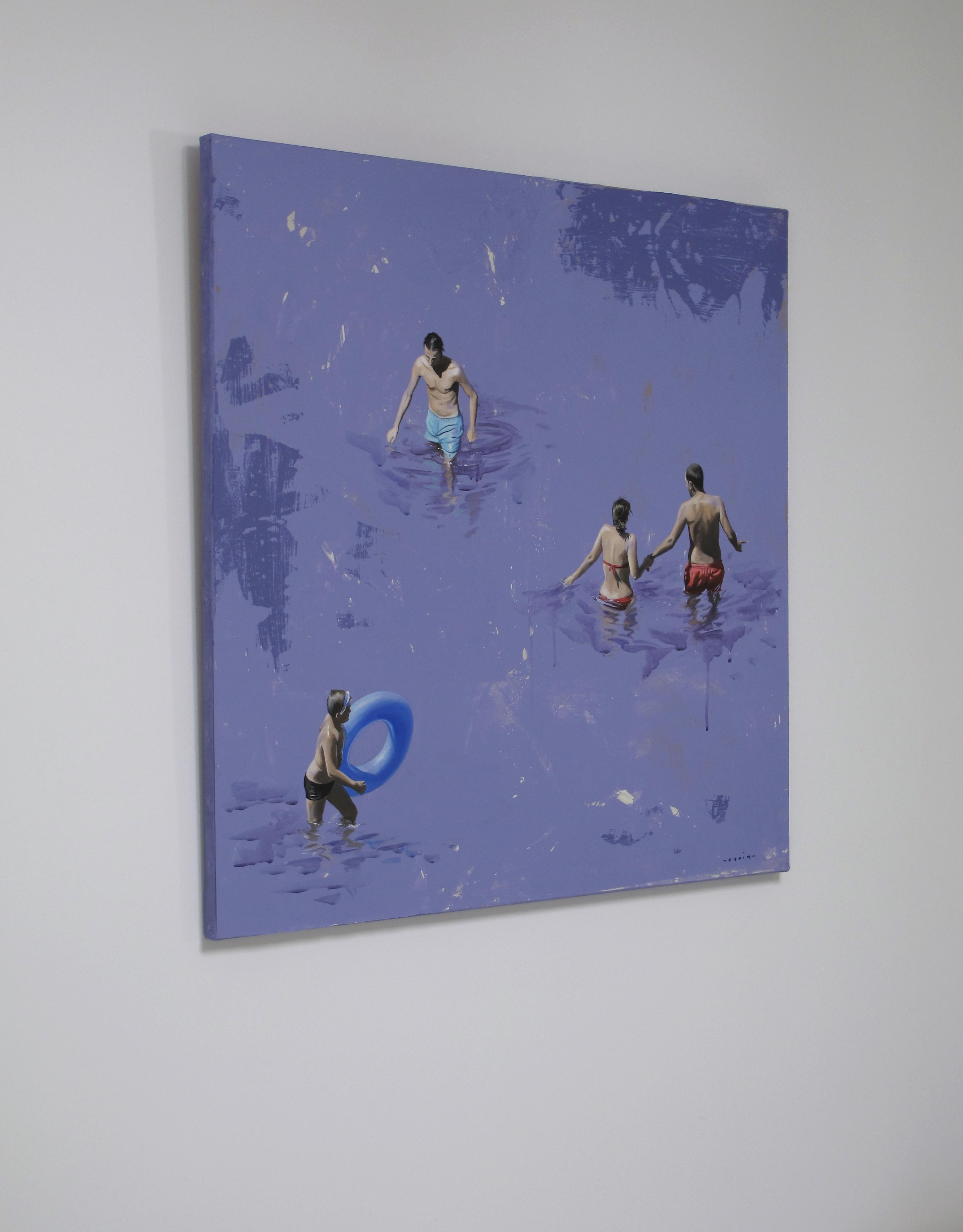 Oceanic Insouciance von Marylin Cavin - zeitgenössische Acrylmalerei von Menschen im Angebot 12
