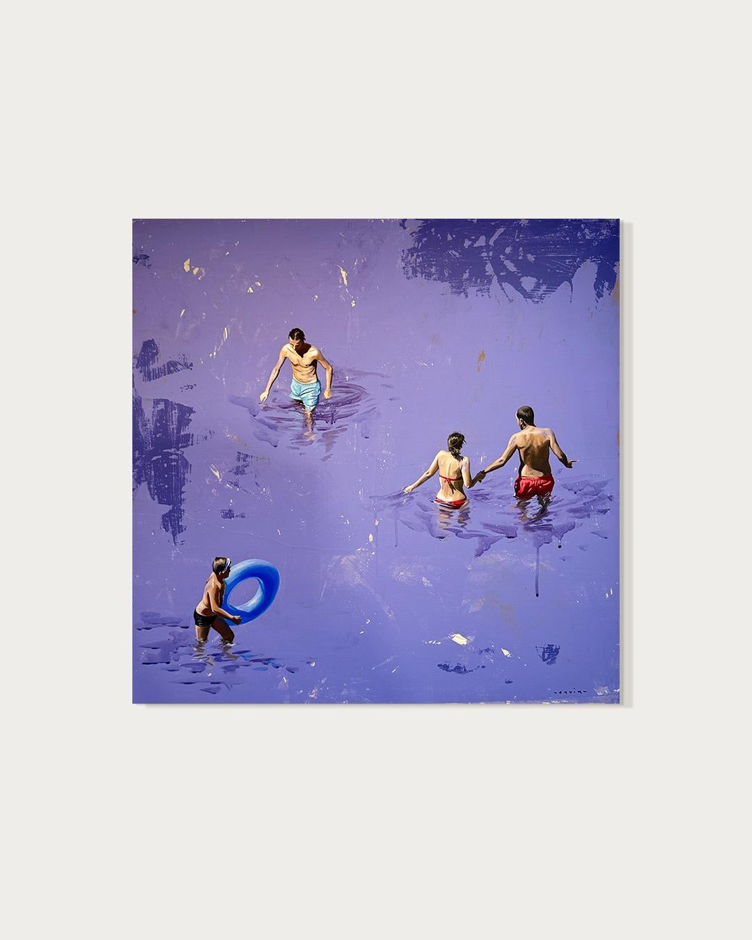 Oceanic Insouciance von Marylin Cavin - zeitgenössische Acrylmalerei von Menschen im Angebot 1