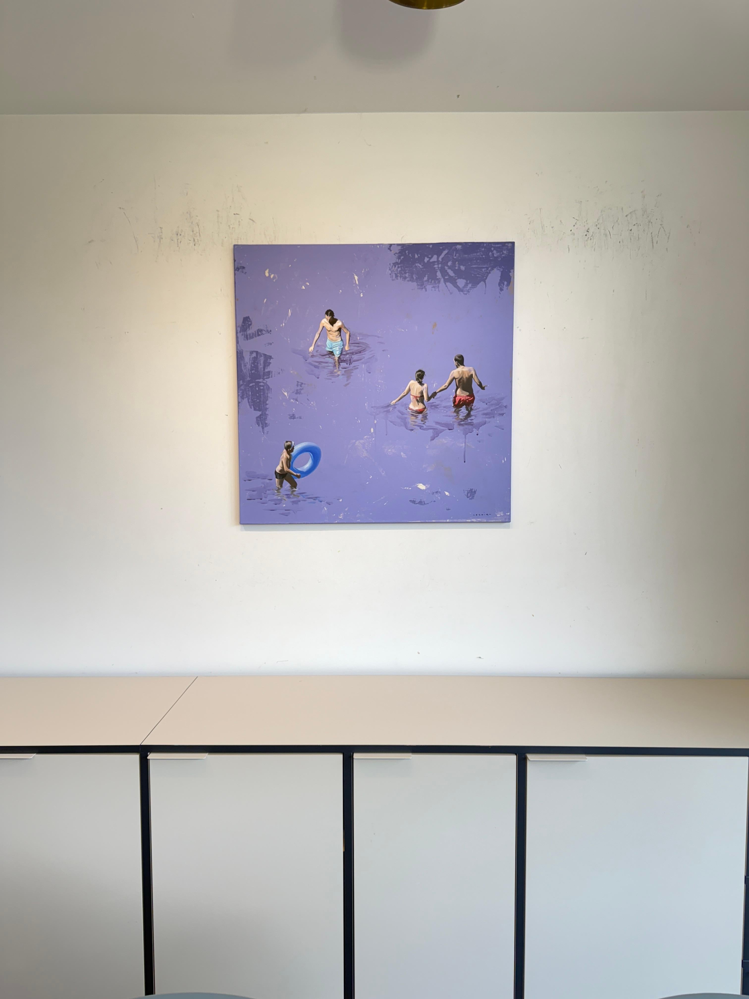 Oceanic Insouciance von Marylin Cavin - zeitgenössische Acrylmalerei von Menschen im Angebot 4