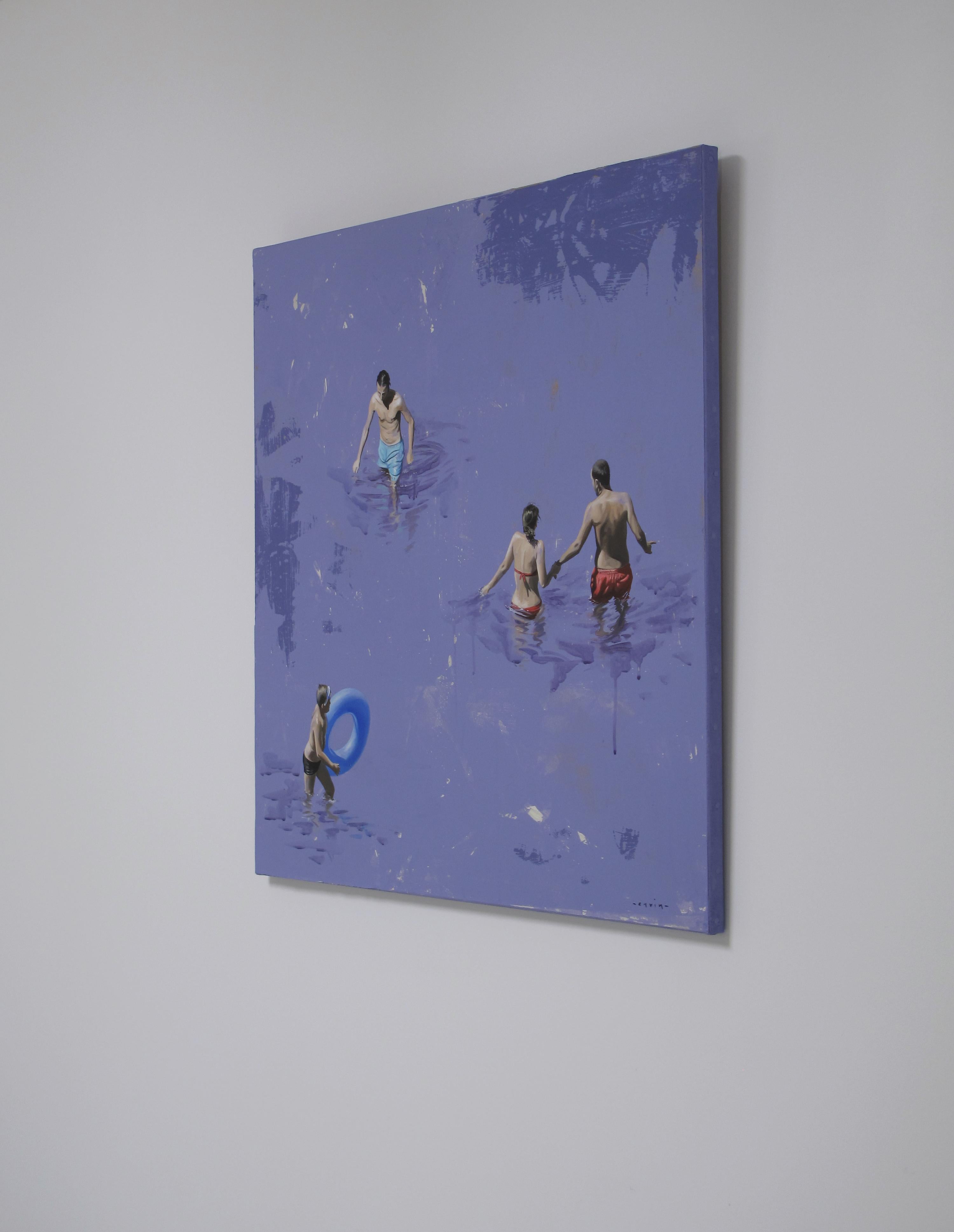 Oceanic Insouciance von Marylin Cavin - zeitgenössische Acrylmalerei von Menschen im Angebot 5