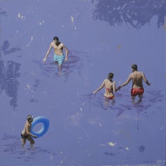 Oceanic Insouciance von Marylin Cavin - zeitgenössische Acrylmalerei von Menschen