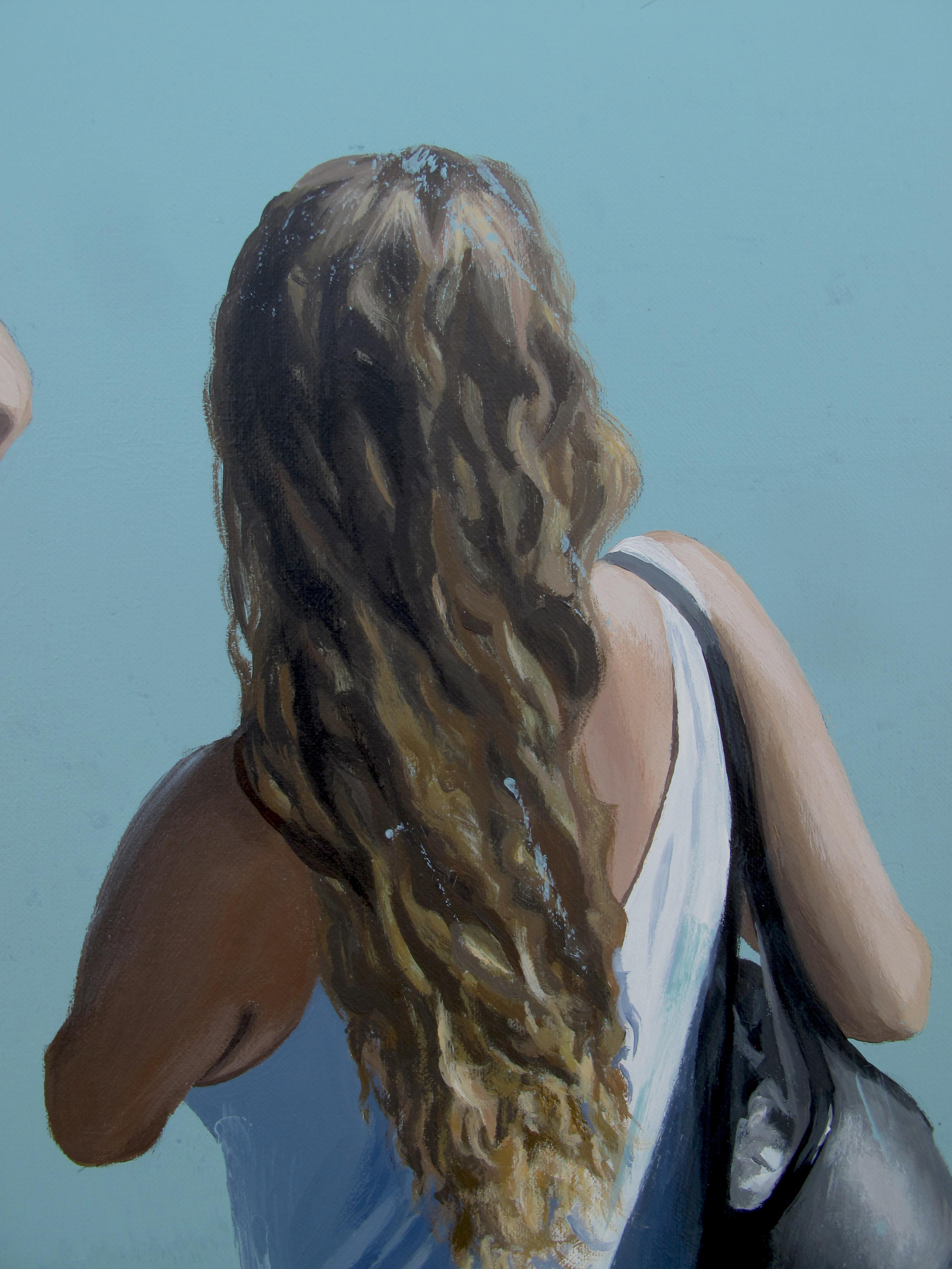 Slightly Dreaming - Marylin Cavin - pittura contemporanea di persone che vivono nel quotidiano in vendita 13