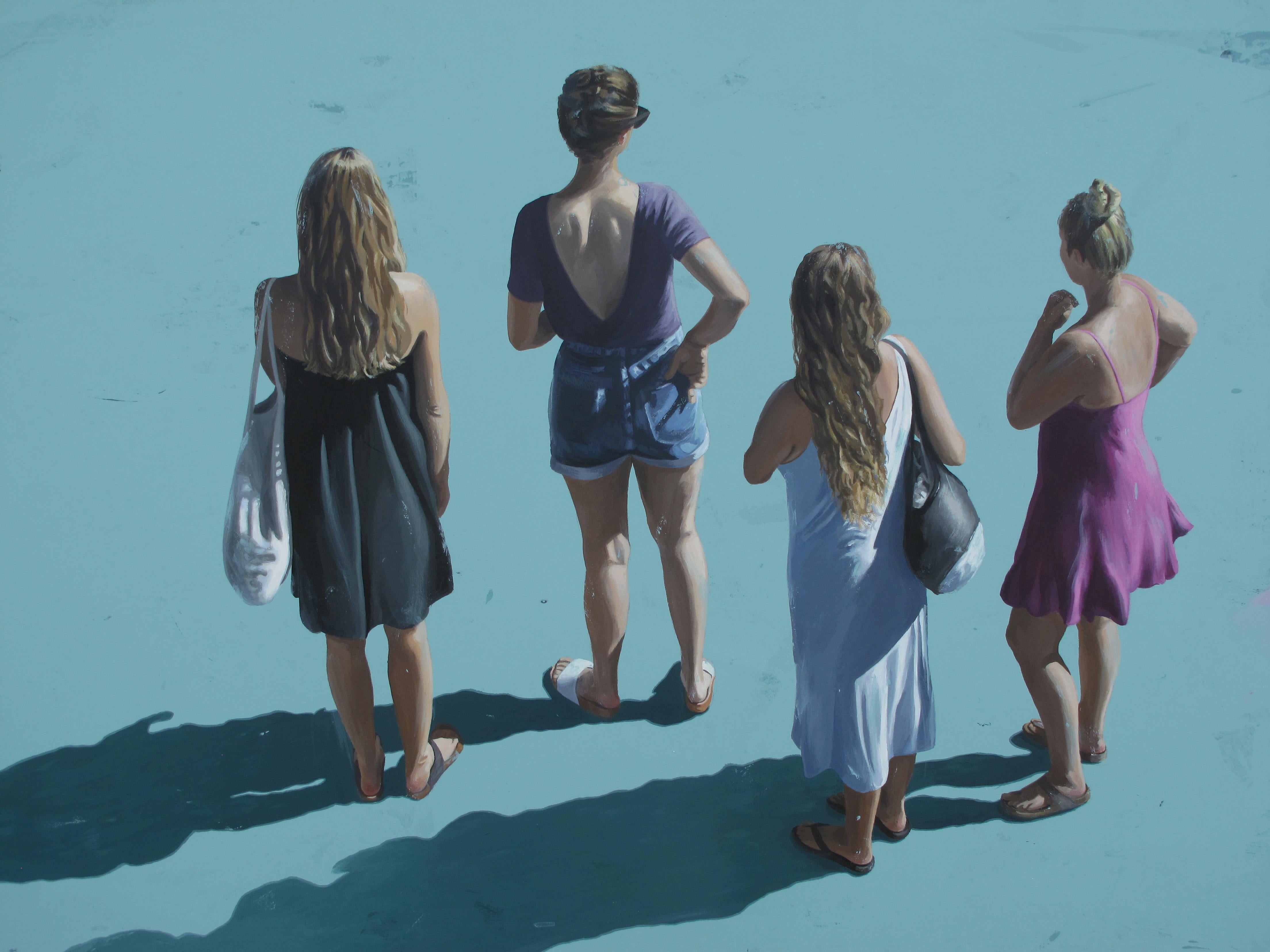 Slightly Dreaming - Marylin Cavin - pittura contemporanea di persone che vivono nel quotidiano in vendita 5