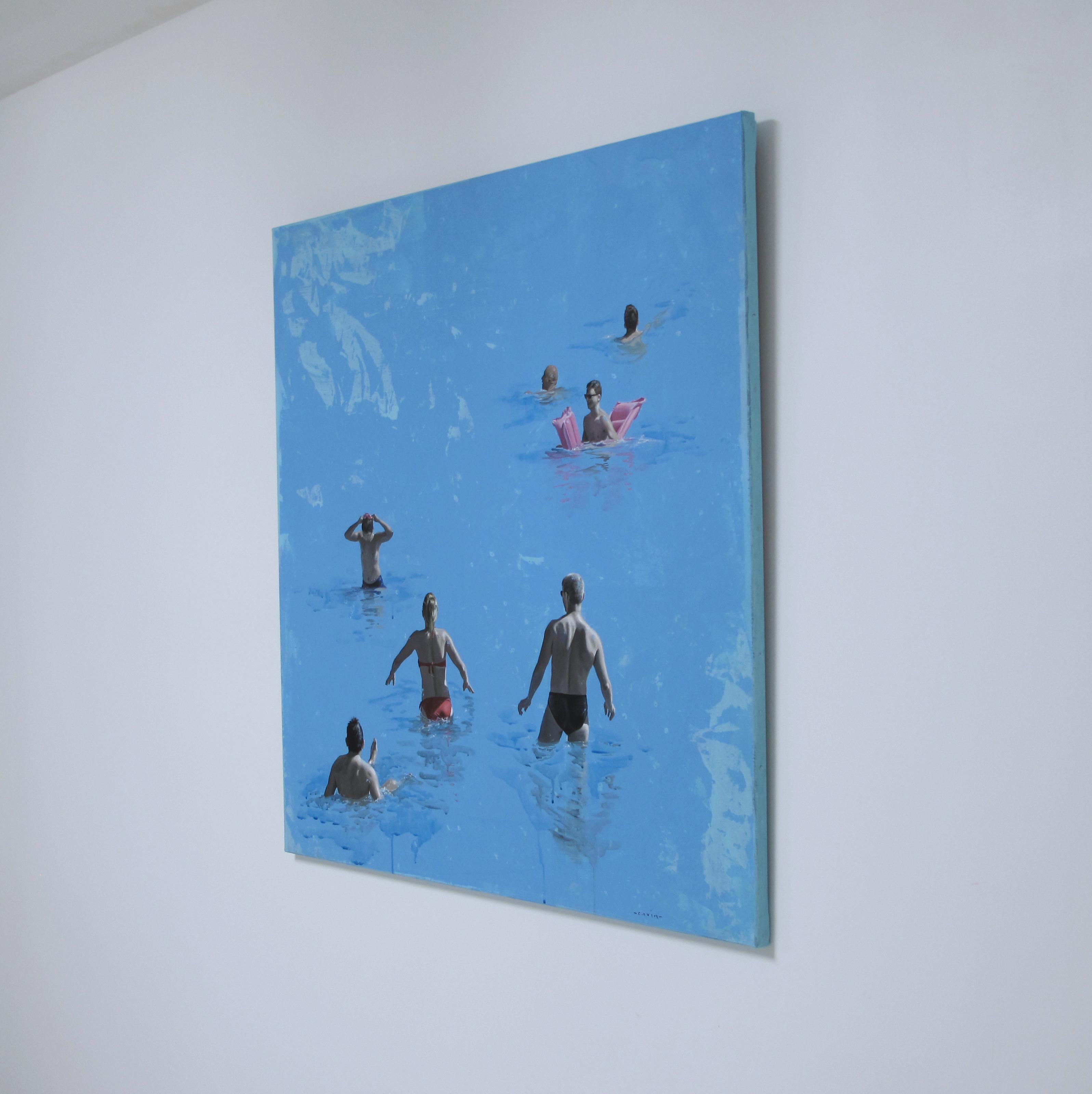 Sommervergnügen - Marylin Cavin - zeitgenössische Ozeanschwimmer Menschen Malerei im Angebot 11