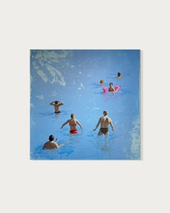 Summer Pleasure - Marylin Cavin - contemporary ocean swimmer people painting