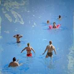 Sommervergnügen - Marylin Cavin - zeitgenössische Ozeanschwimmer Menschen Malerei