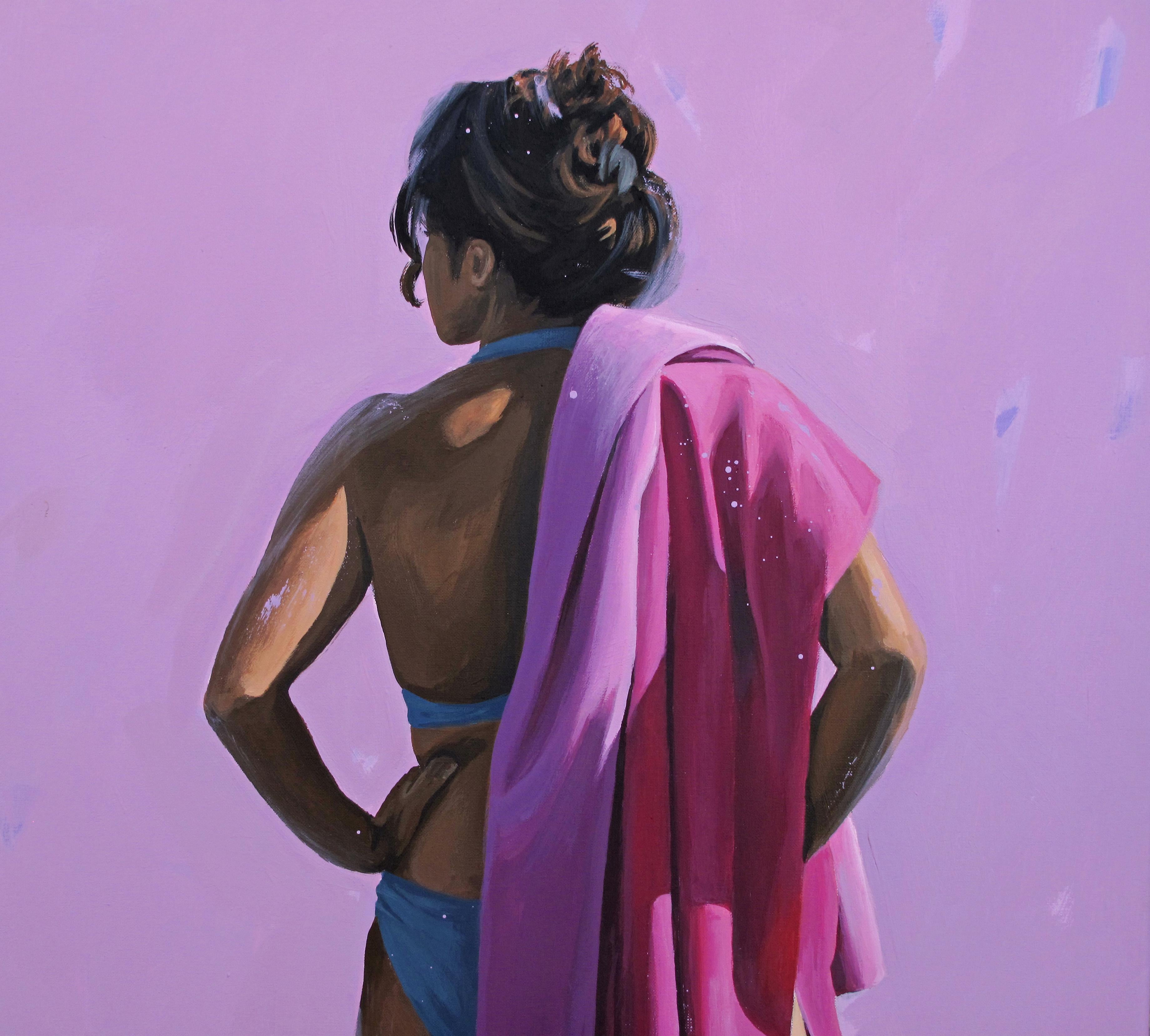 La hora de los ruidos ligeros - Marylin Cavin - pintura contemporánea de personas en venta 9