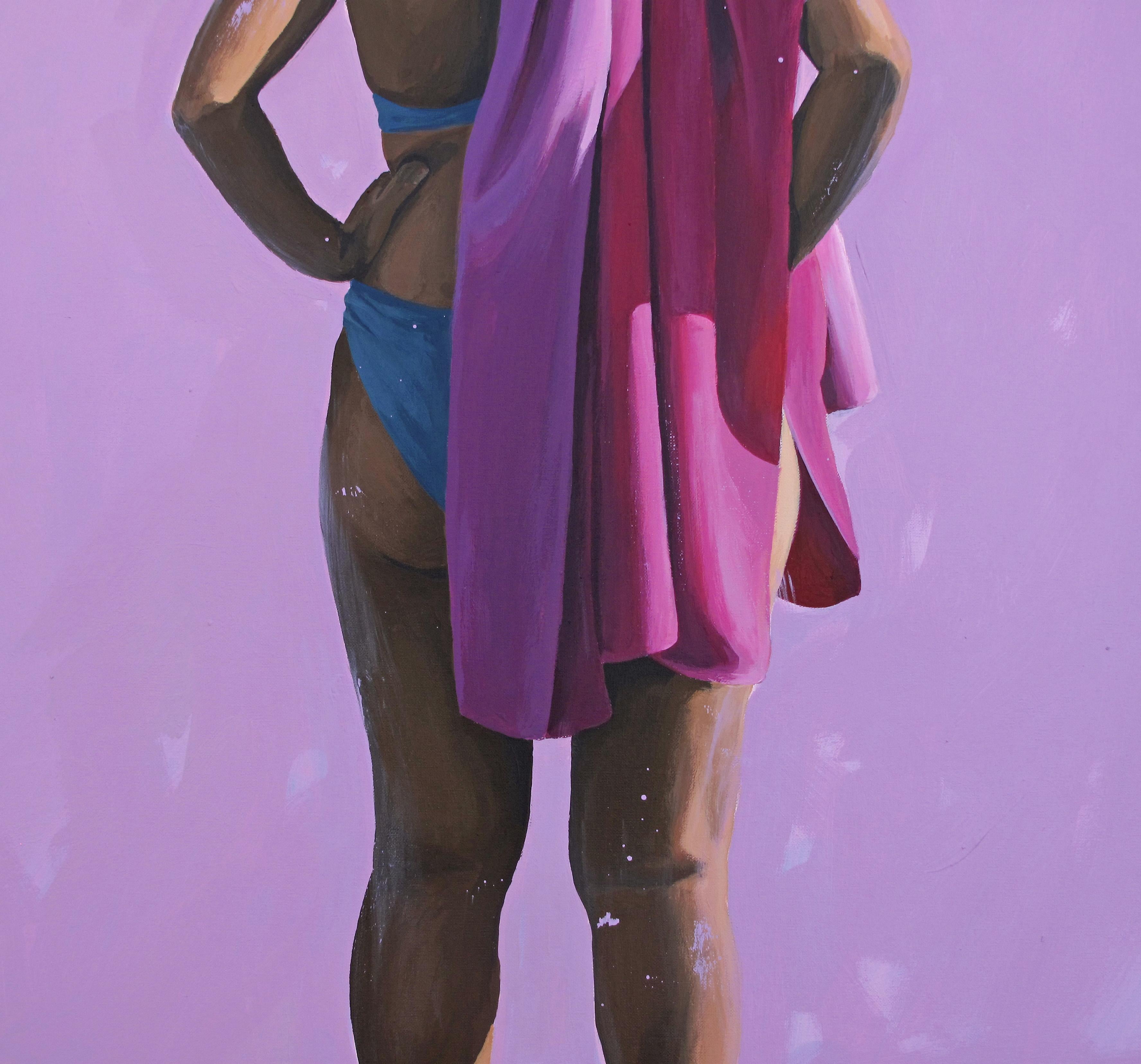 La hora de los ruidos ligeros - Marylin Cavin - pintura contemporánea de personas en venta 11
