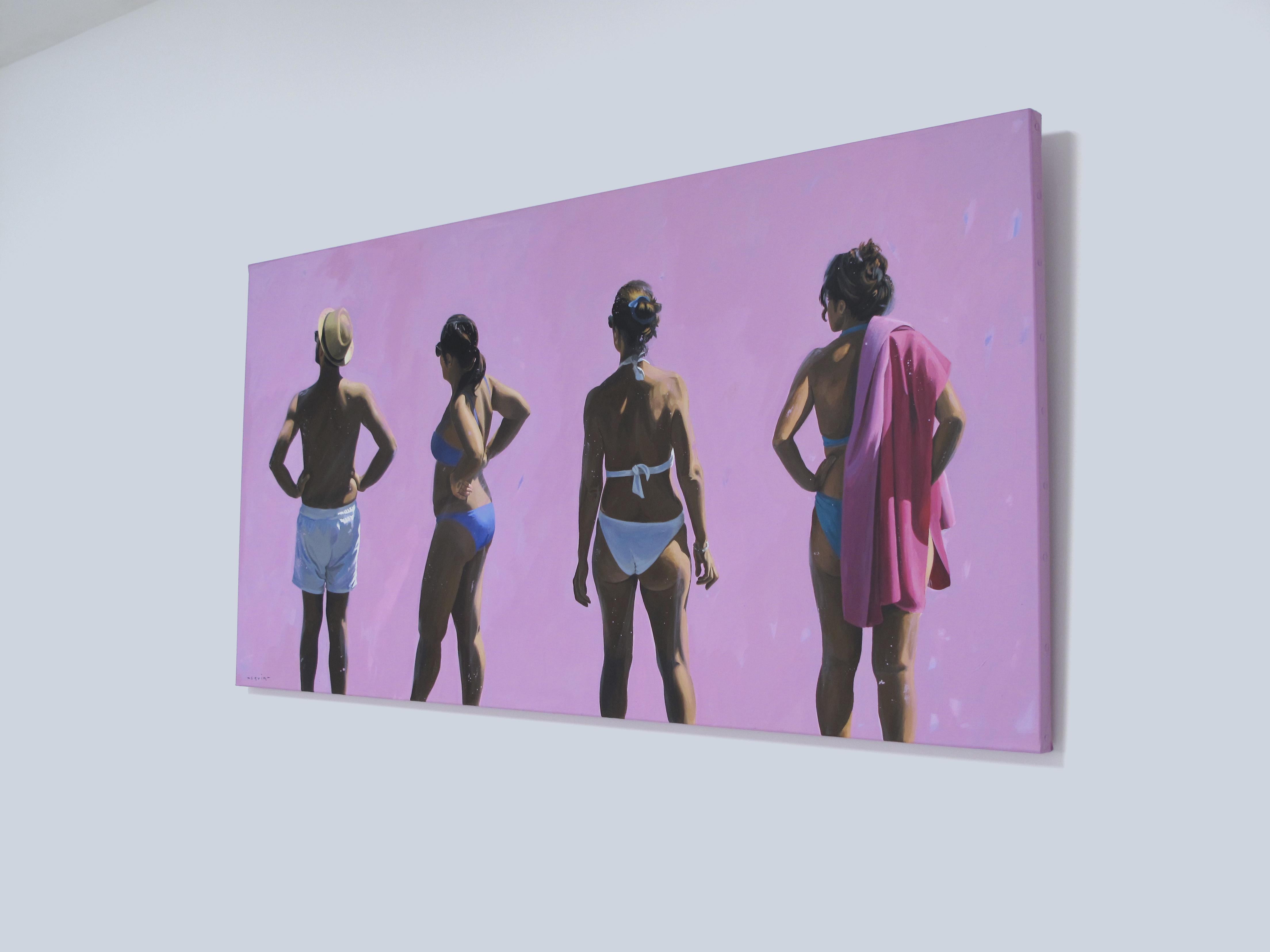 La hora de los ruidos ligeros - Marylin Cavin - pintura contemporánea de personas en venta 4