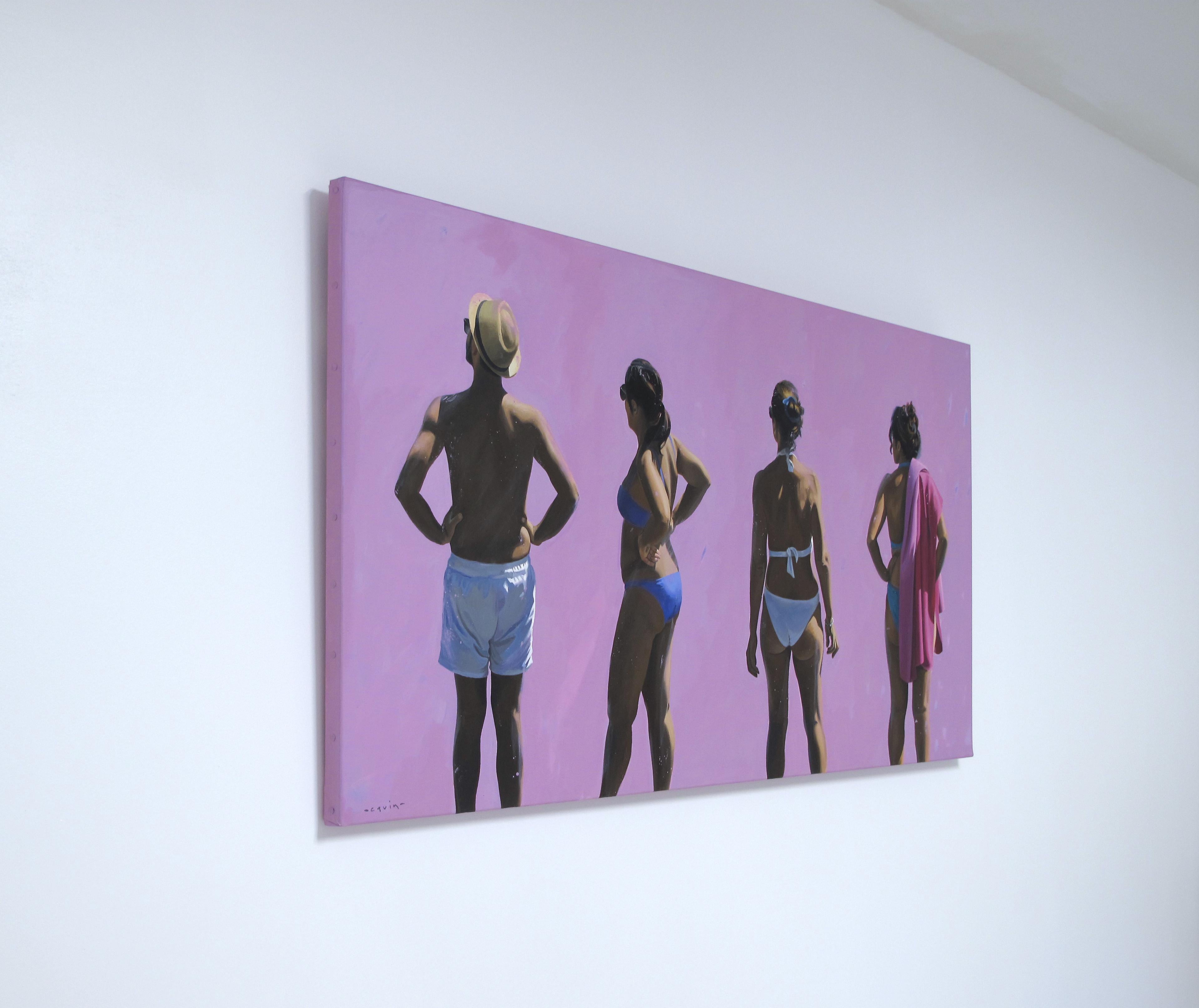 La hora de los ruidos ligeros - Marylin Cavin - pintura contemporánea de personas en venta 6