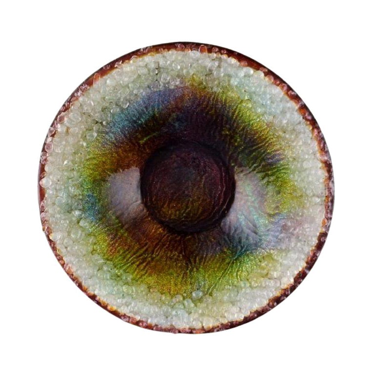 Marylou Fauvet for Limoges, Bronze Bowl in Enamel Work, Mid-20th C.