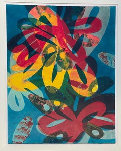 Pittura espressionista astratta colorata di Marylyn Dintenfass "Heart Throb".