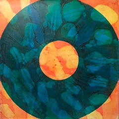 "Kodak" Abstract pop oil painting in blue, orange and yellow