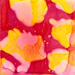 Pittura floreale astratta e vibrante "Marmalade" di Marylyn Dintenfass
