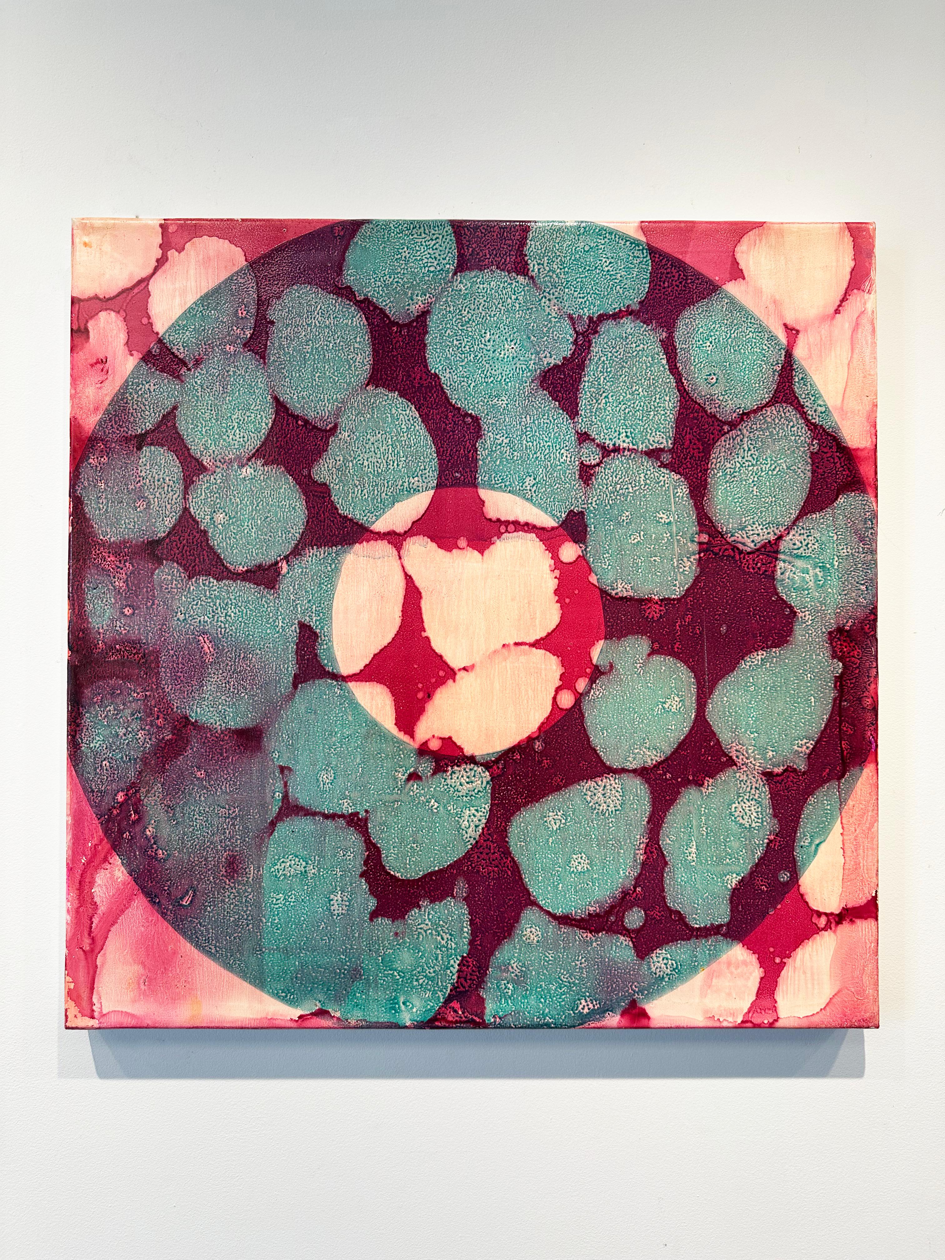 Vibrant, Abstract, Geometric Painting 'Circuitious' by Marylyn Dintenfass For Sale 1