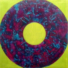 Pittura geometrica, astratta e vibrante "Eversione" di Marylyn Dintenfass