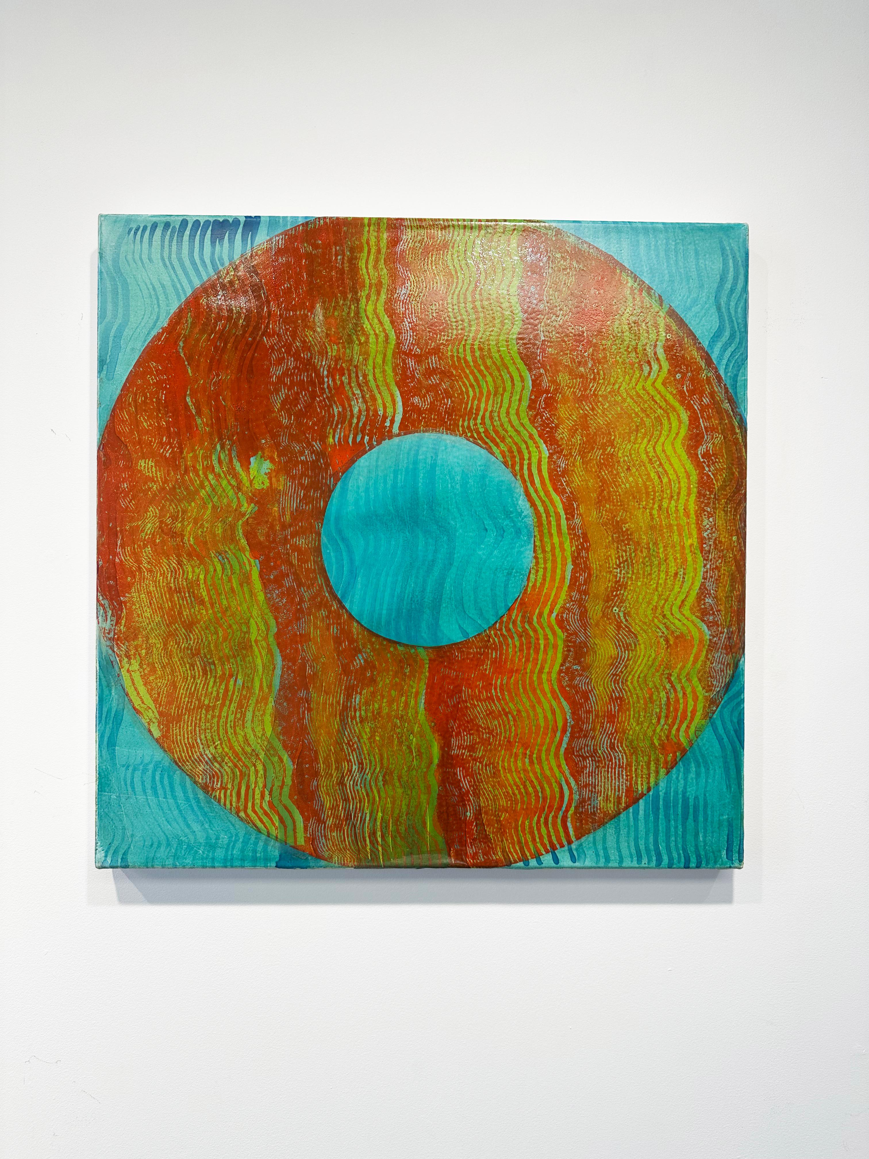 Vibrant, Abstract, Geometric Painting 'Well' by Marylyn Dintenfass For Sale 1