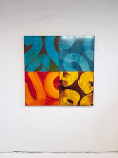 Vibrant, Abstract, Gestural Painting 'Daisy Chain' by Marylyn Dintenfass