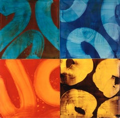 Pittura gestuale astratta e vibrante "Daisy Chain" di Marylyn Dintenfass